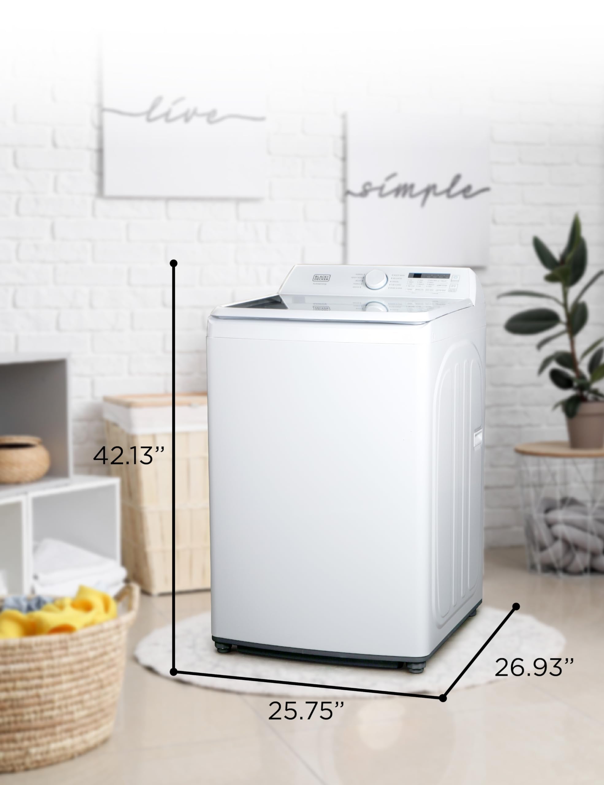 BLACK+DECKER Small Portable Washer, Washing Machine for Household Use, Portable Washer 2.0 Cu. Ft. with 6 Cycles, Transparent Lid & LED Display