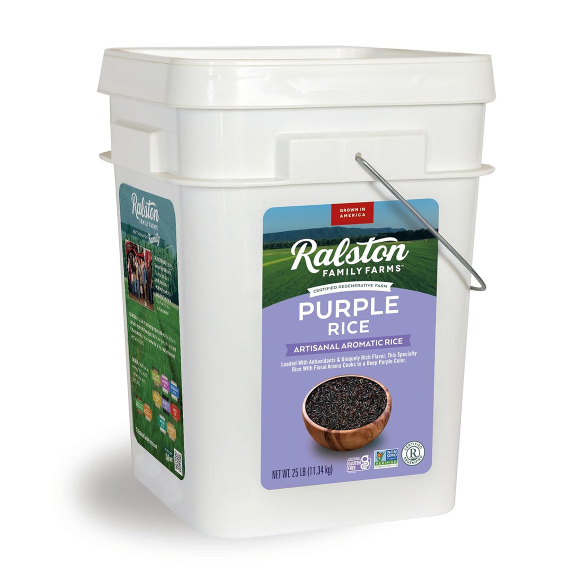 Ralston Family Farms Purple Rice 25 lb Bucket, American Grown, Non-GMO, Naturally Gluten Free