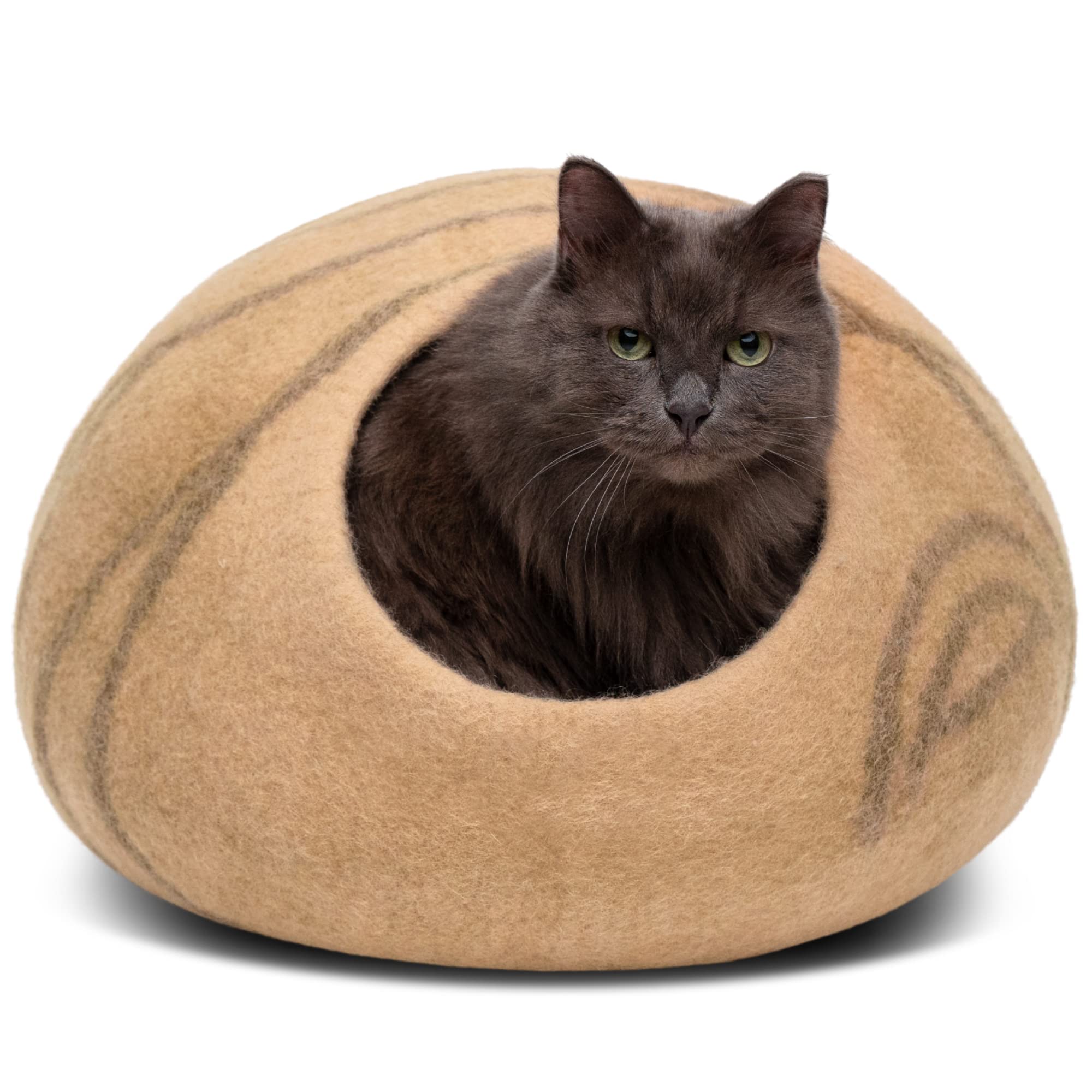 MEOWFIA Katzenbett aus Merinowolle – Handgefilztes, Umweltfreundliches Katzenbett für Katzen & Kätzchen – Weiches Schlafbett, Warm im Winter & Kühl im Sommer, Stilvolles Design
