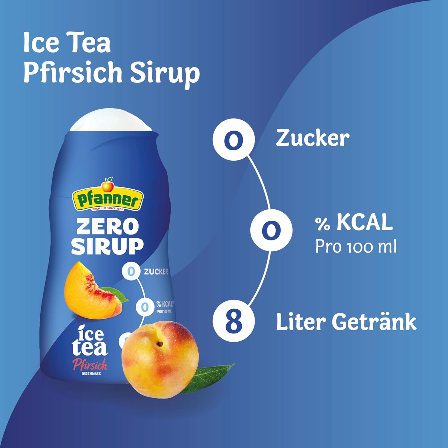 Pfanner Zero Sirup Ice Tea Pfirsich (1 x 57 ml) – Zuckerfreier Getränkesirup für 8 L Eistee – kalorienfrei & ohne Zucker – Pfanner Eistee Geschmack