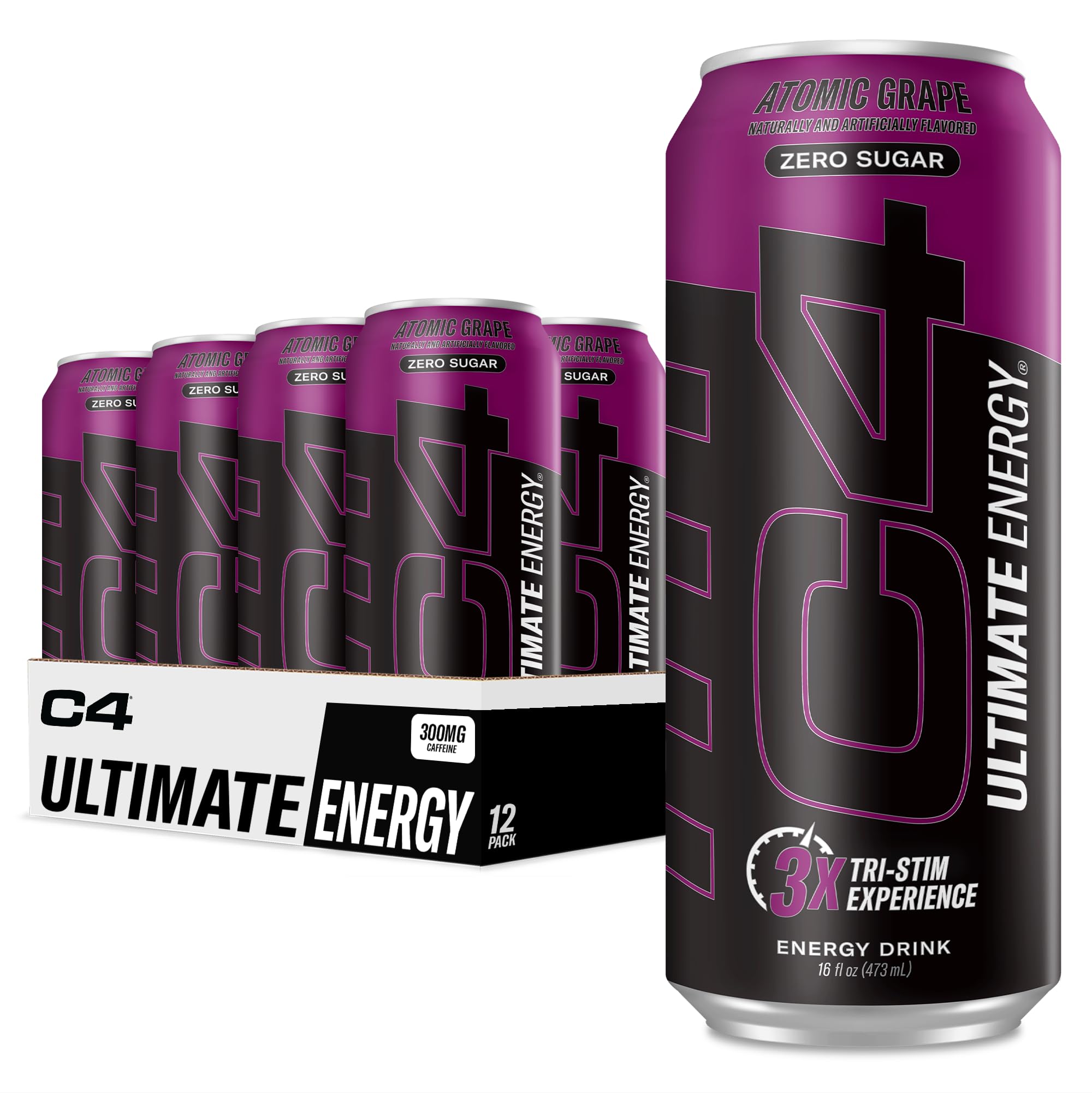 Cellucor C4 Ultimate | Pre Workout Sugar Free Energy Drink | Tri-Stim Experience with 300mg Caffeine + TeaCrine + Dynamine | Fruit Punch | 16oz (Pack of 12)
