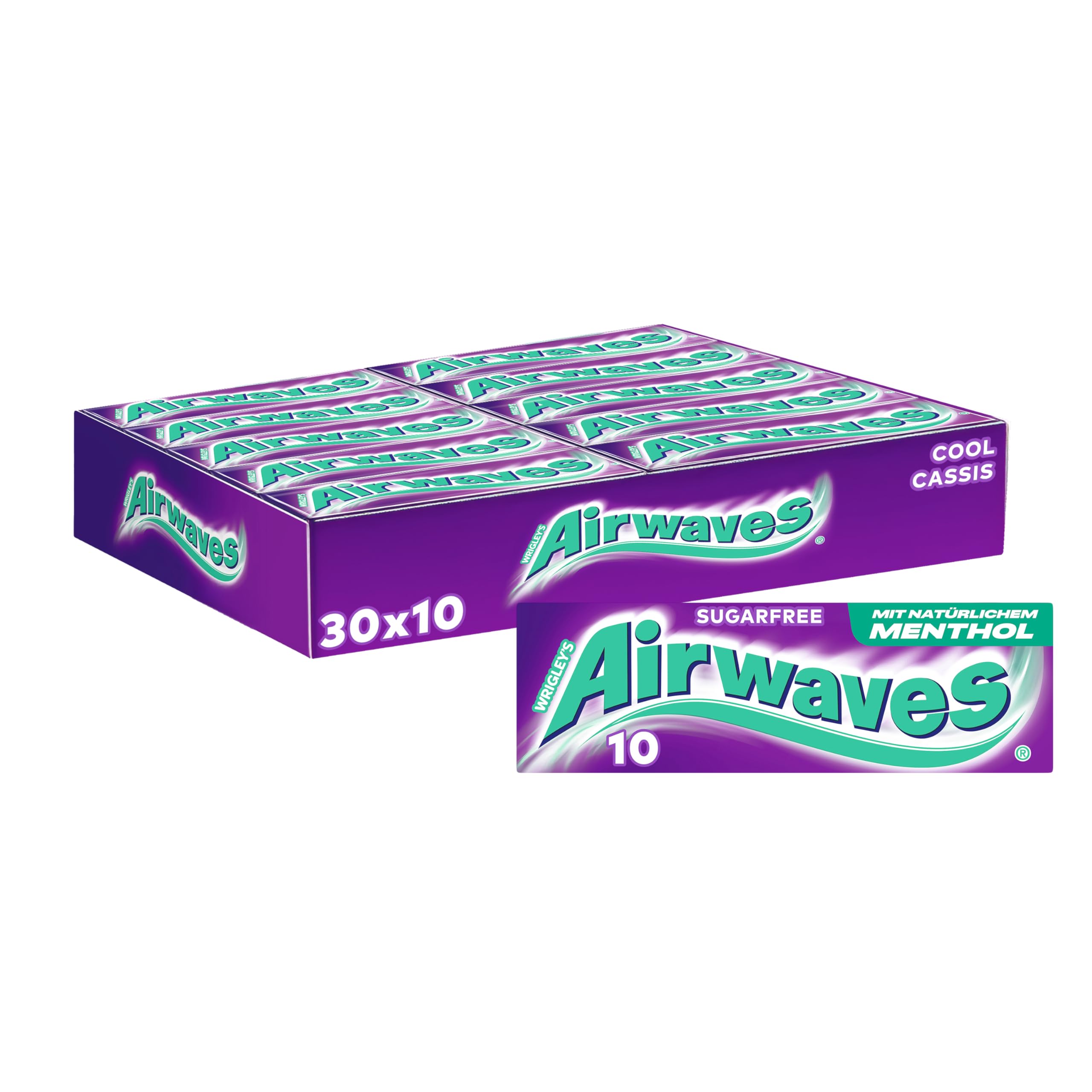 Airwaves Kaugummi Zuckerfrei, Strong, 30 x 10 Dragees, Großpackung Chewing Gum, Mit Natürlichem Menthol, Kaugummi ohne Zucker mit Minz Frische (300 Dragees)