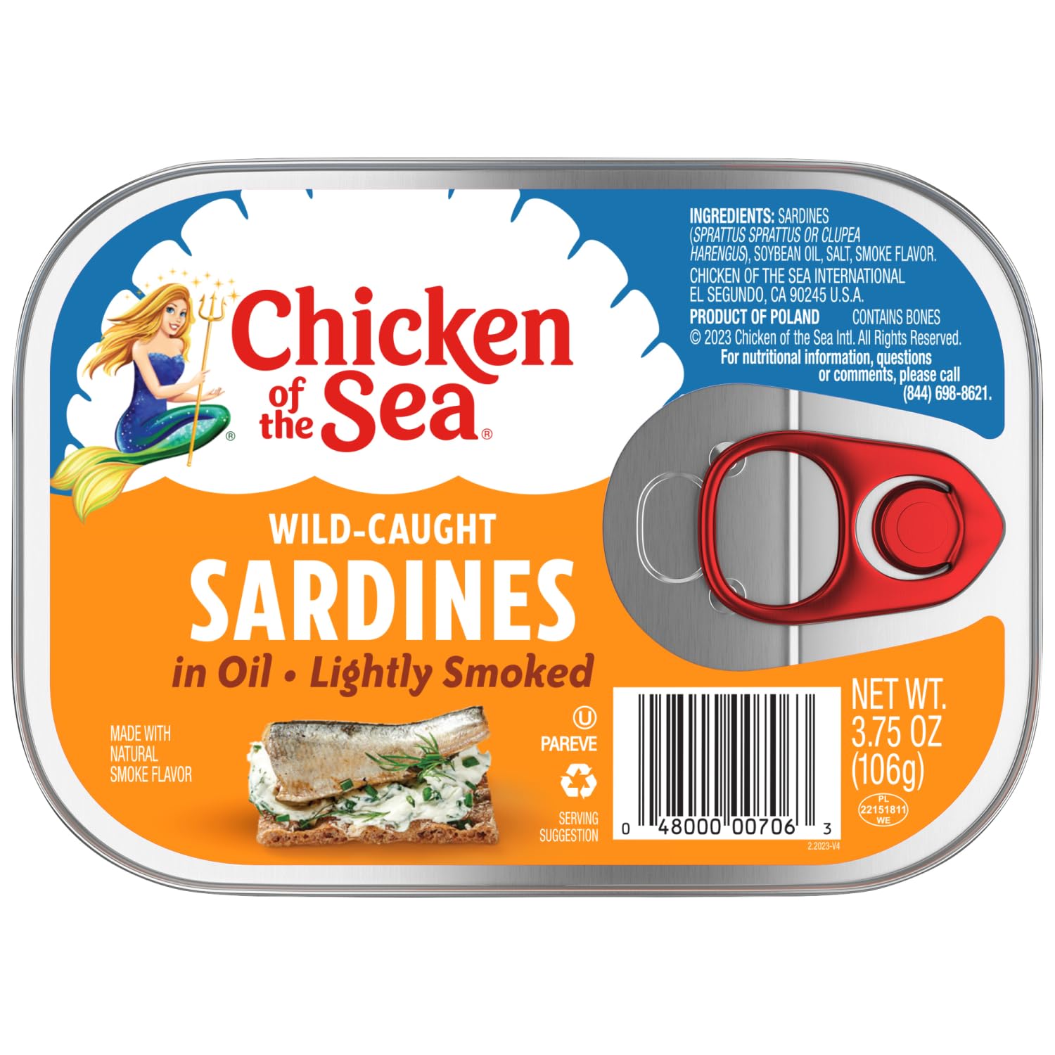 Chicken of the Sea Sardines in Olive Oil, 3.75 oz. (Pack of 18), Wild Caught Canned Sardines, Packaging May Vary