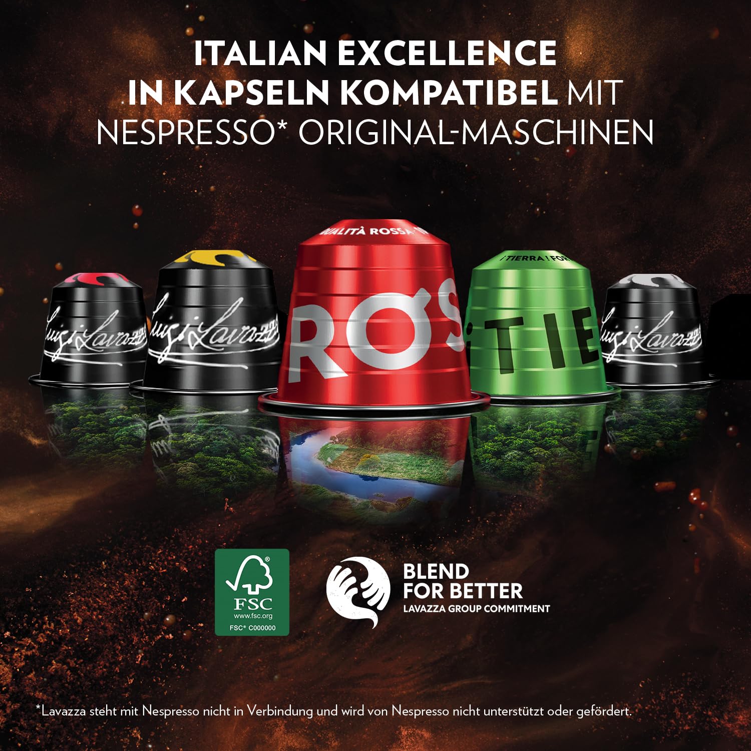 Lavazza Espresso Qualita Rossa , vollmundiger und ausgewogener Espresso, 30 Kapseln, Nespresso kompatibel