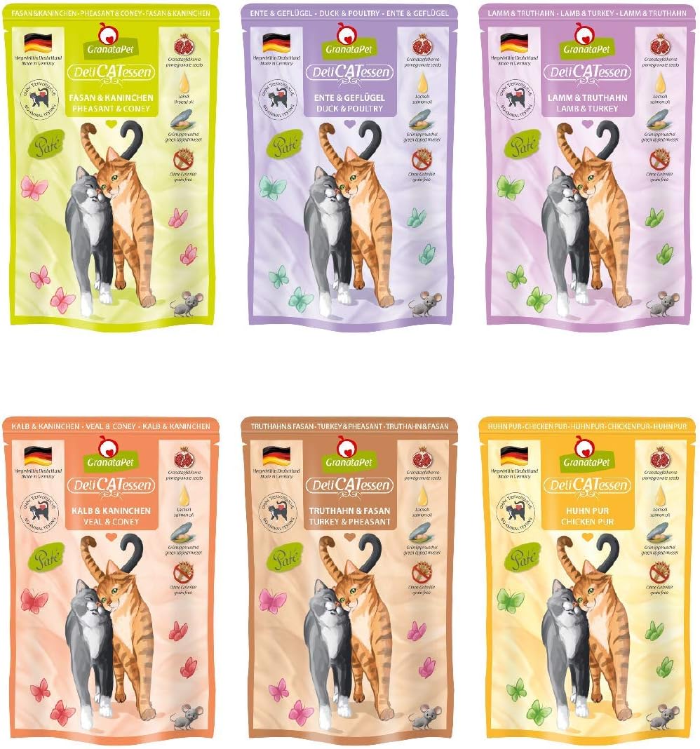 GranataPet DeliCatessen Huhn PUR, Nassfutter für Katzen, Futter ohne Getreide & ohne Zuckerzusätze, Katzenfutter mit hohem Fleischanteil & hochwertigen Ölen, 6 x 400 g