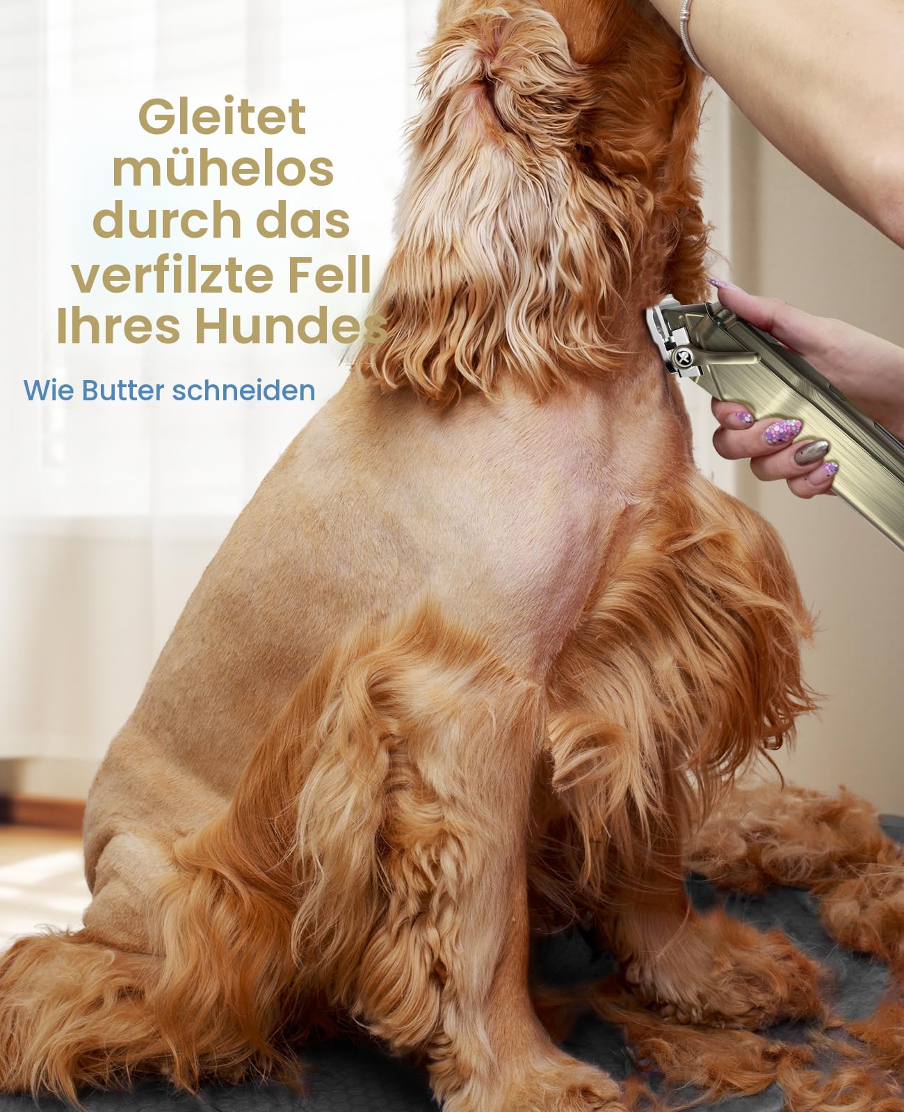 oneisall Hundeschermaschine für die Fellpflege für dickes, schweres Fell/geräuscharmer, wiederaufladbarer, kabelloser Haustierrasierer mit Edelstahlklinge/wasserdichter Hunderasierer für Hunde
