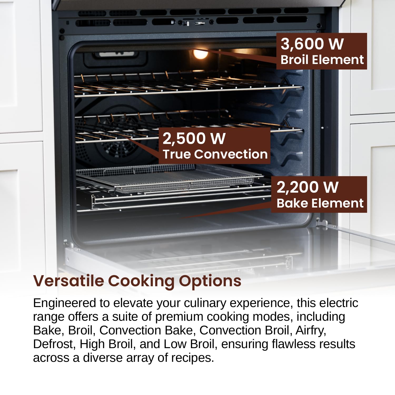 Rangaire RRE303GS 30" Glass Touch Electric Range Oven - Stainless Steel, Infrared Stove Burners, True Convection, Self Cleaning, Easy Reach Racks