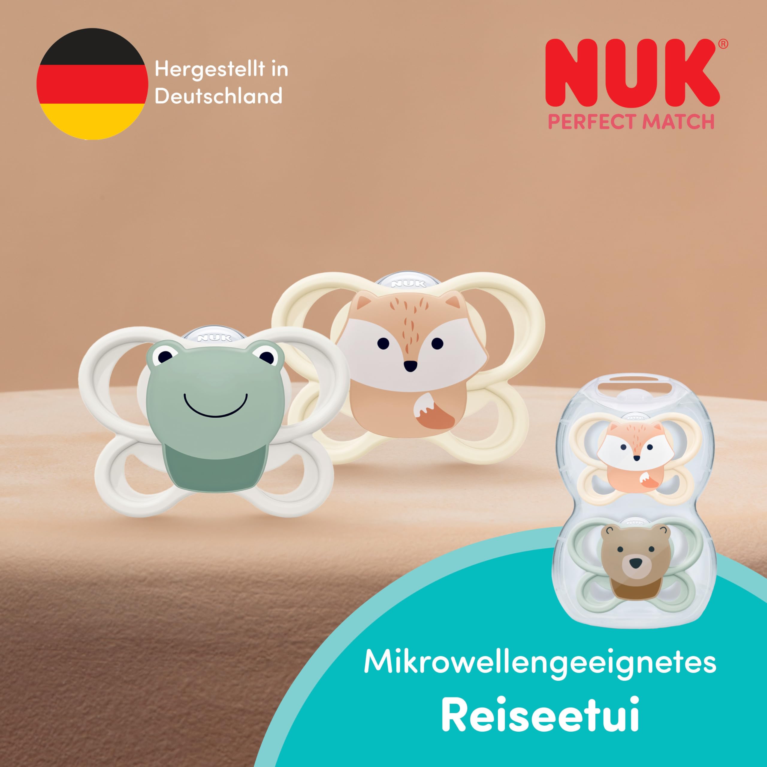 NUK Perfect Match Air Day & Night Baby-Schnuller | 0-6 Monate | Leuchtende Schnuller, die Luftzirkulation fördern & Speichelrash verhindern | 95% Baby-Akzeptanz** | Sortiert | 4 Stück