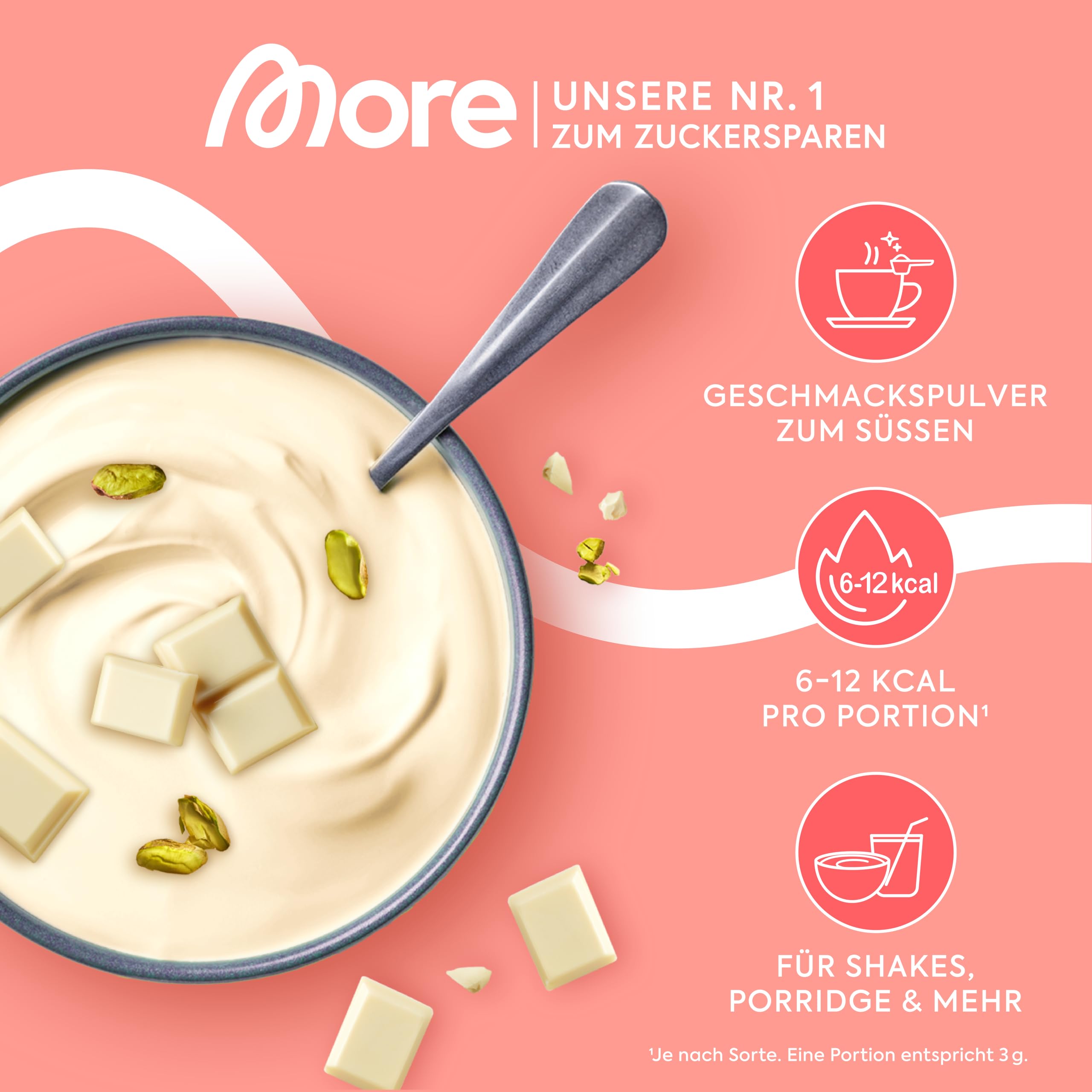 MORE Chunky Flavour, Vanilla Perfection, 150 g, vegan, Geschmackspulver zum Süßen, ohne viel Zucker und Kalorien, mit Inulin und Laktase - made in Germany