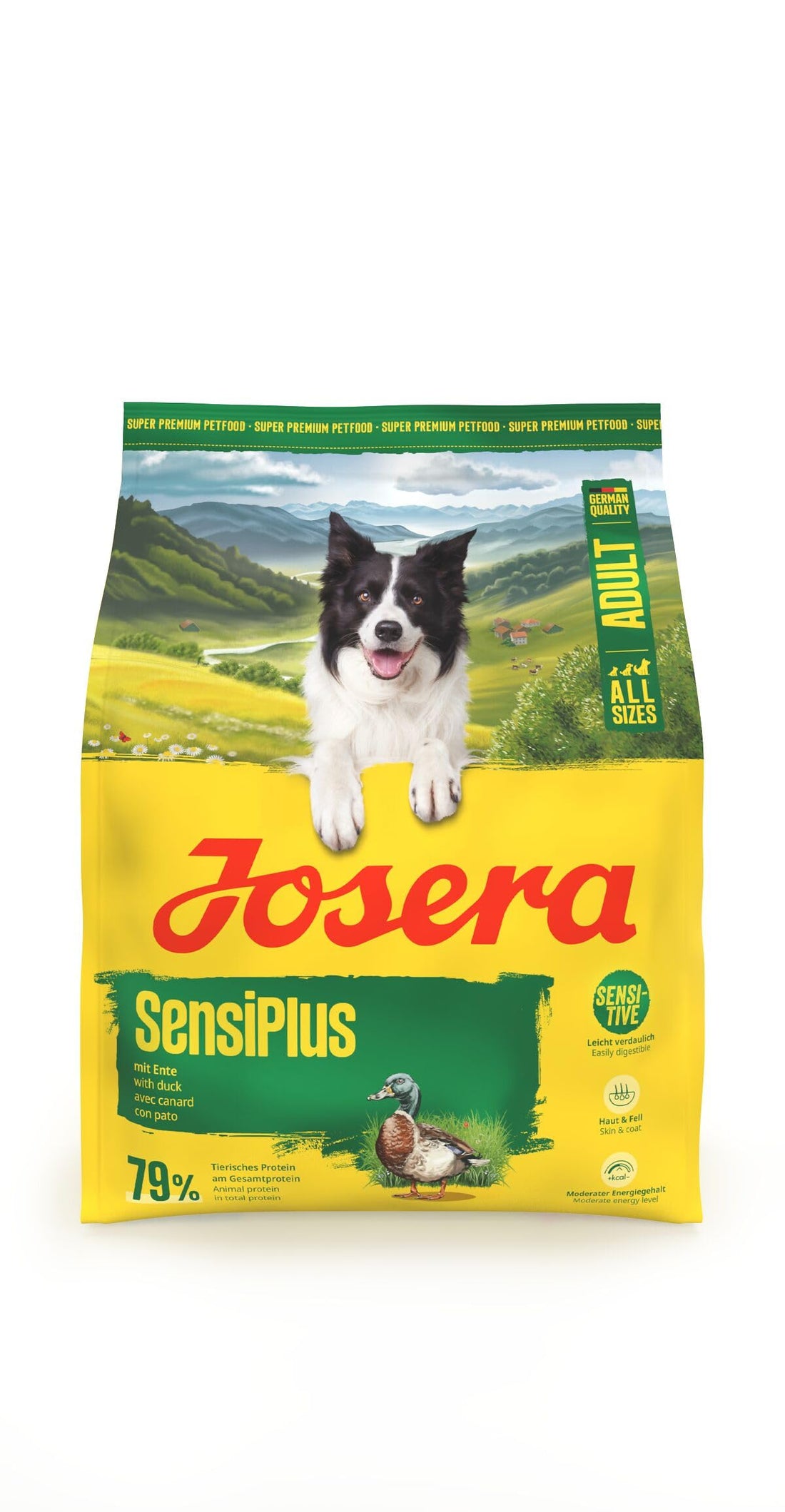 JOSERA Adult SensiPlus Ente & Reis (1 x 12,5 kg) | Premium Trockenfutter für ausgewachsene empfindliche Hunde | mit viel Biotin für gesunde Haut & Fell | hoch verdaulich | glutenfrei | 1er Pack
