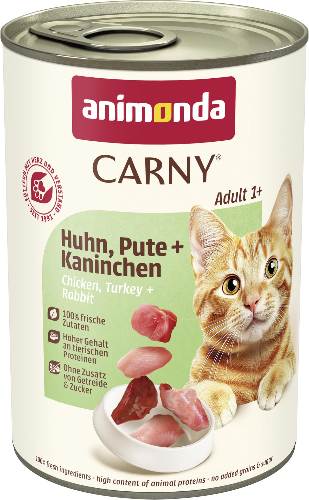 animonda Carny Adult Huhn + Lachs (6 x 400 g), Katzennassfutter für ausgewachsene Katzen, Nassfutter mit 100 % frischen, fleischlichen Zutaten, Katzenfutter ohne Getreide und Zucker