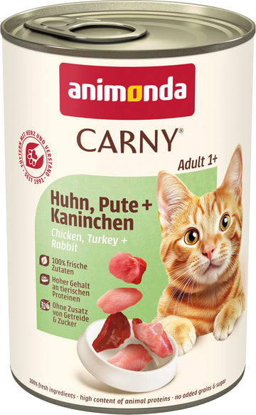 animonda Carny Adult Huhn + Lachs (6 x 400 g), Katzennassfutter für ausgewachsene Katzen, Nassfutter mit 100 % frischen, fleischlichen Zutaten, Katzenfutter ohne Getreide und Zucker