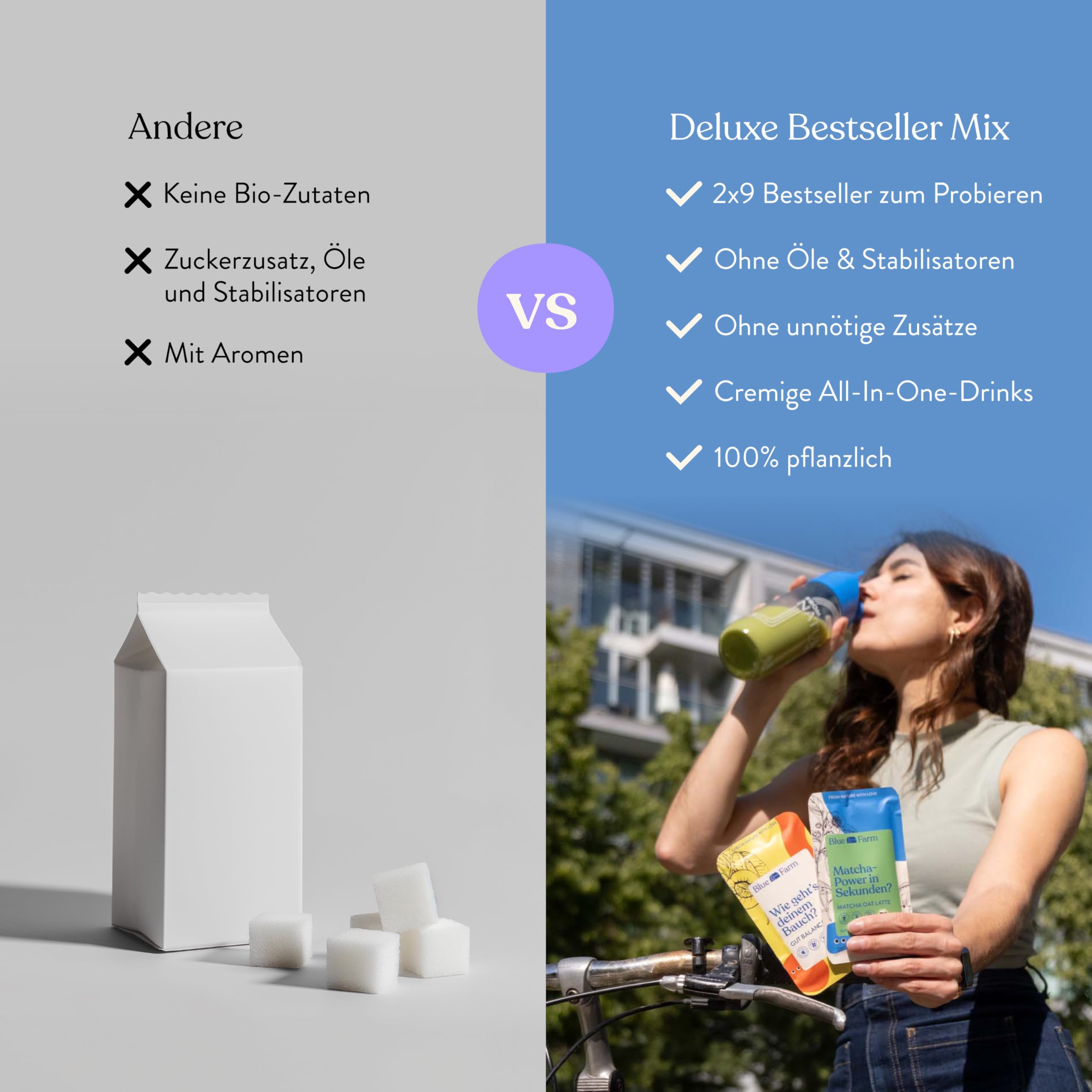 Blue Farm Pure Oat Base (ehem. BIO) für bis zu 20 Liter Haferdrink zum Selbermischen – 100% beste Bio-Qualität – 100% vegan, laktosefrei & glutenfrei – 90% weniger Verpackungsmüll – Vorteilspack