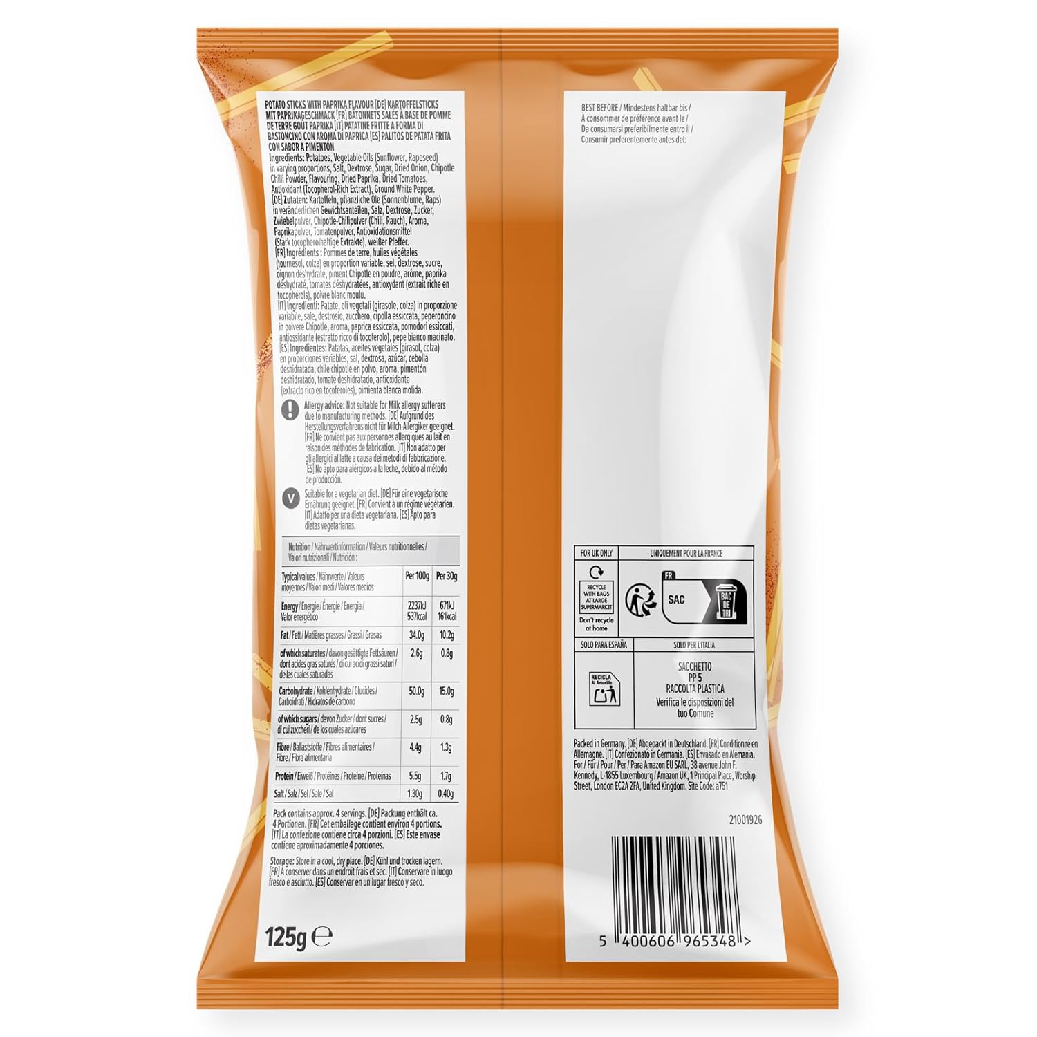 by Amazon Kartoffelsticks Paprika, 125g, 1er Pack