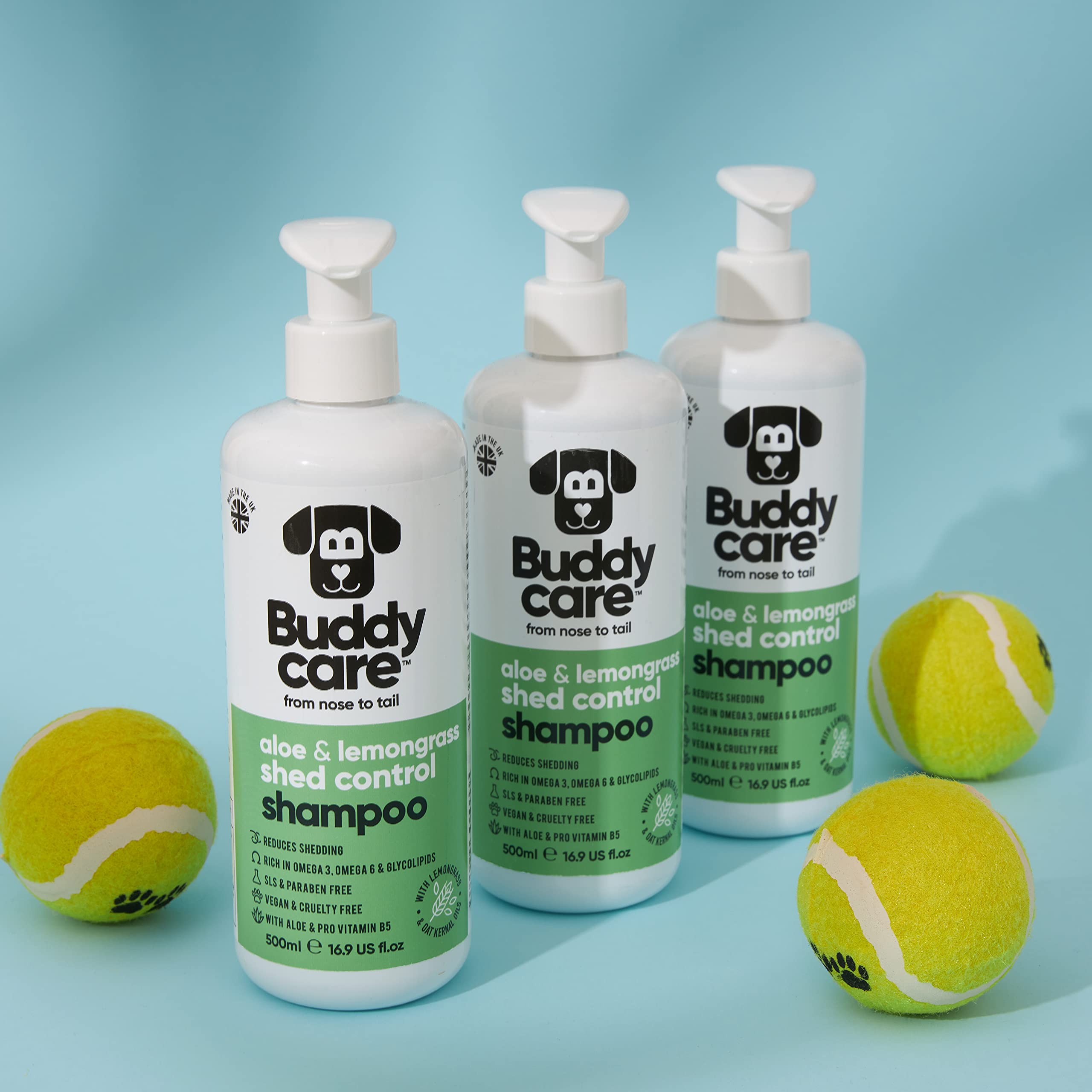 2in1 Hundeshampoo und Conditioner von Buddycare (500ml) - Praktisches Hundeshampoo langhaar und welpen Shampoo Mit Aloe Vera und Pro-Vitamin B5 Rückfettendes Shampoo Für Alle Hunderassen