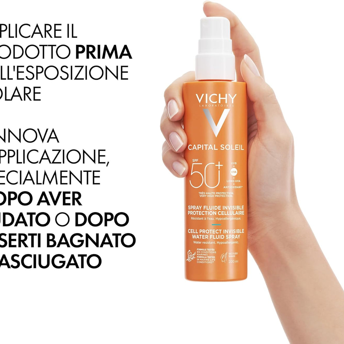 Vichy Capital Soleil Invisible Fluid Sunscreen Spray SPF50+ for Face and Body 200ml