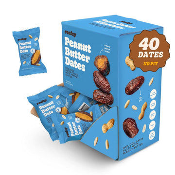 Realsy Stuffed Medjool Dates, Organic Dates with No Sugar Added, Gluten-Free, Vegan, All-Natural Healthy Snack, Individually Wrapped (40 ct) (Peanut Butter)