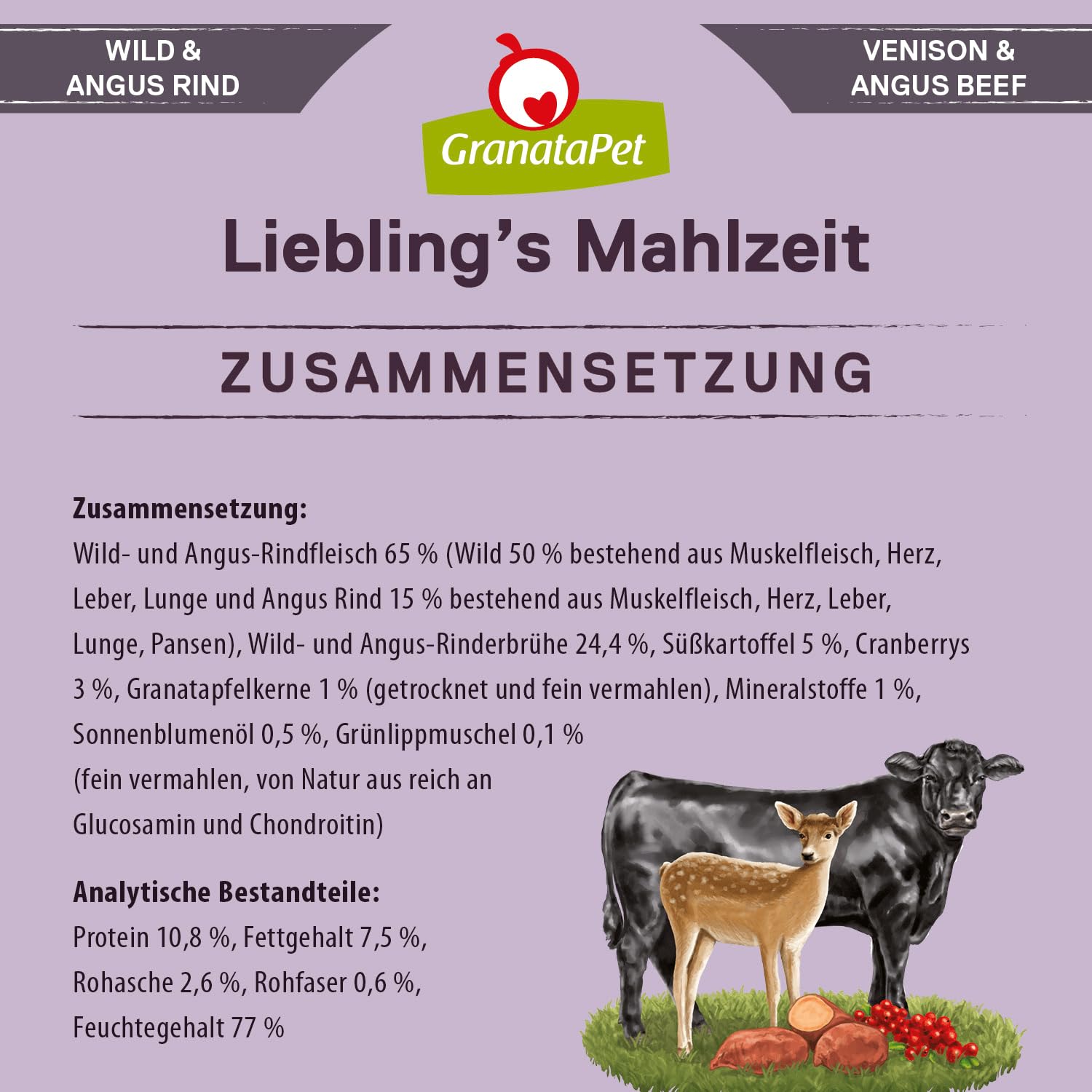 GranataPet Liebling's Mahlzeit Multipack 2, Nassfutter für Hunde im Probierpaket, Alleinfuttermittel ohne Getreide, Hundefutter mit hohem Fleischanteil & hochwertigen Ölen, 6 x 800 g