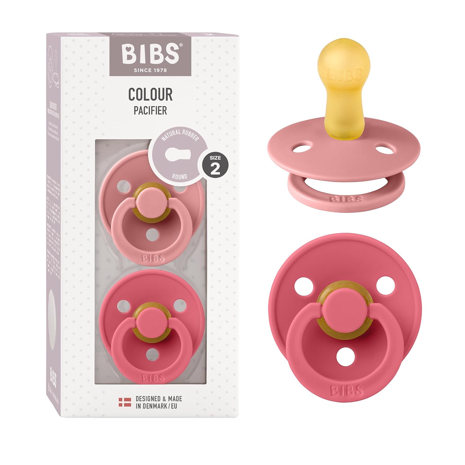BIBS Colour Schnuller 2er-Pack, BPA-frei, Kirschform Nippel. Naturkautschuk/Latex, Hergestellt in Dänemark. Größe 1 | 0+ Monate | 2-Pack, Ivory/Sage