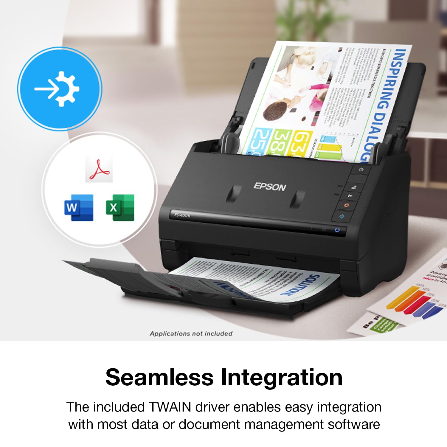 Epson Workforce ES-400 II Color Duplex Desktop Document Scanner for Computers Including PC and Mac with Auto Document Feeder and Image Adjustment Tools