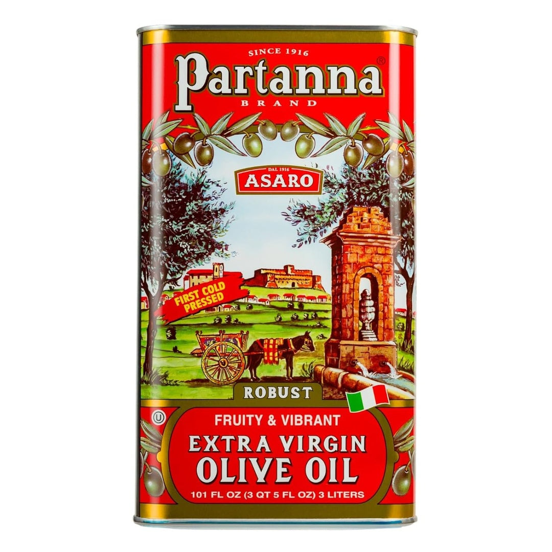 Partanna Robust Extra Virgin Olive Oil - Premium Castelvetrano Oil - Harvested in Sicily - Pure Authentic Italian - Monovarietal - Rich in Flavor - First Cold Pressed - 101 fl oz (3 L) Tin