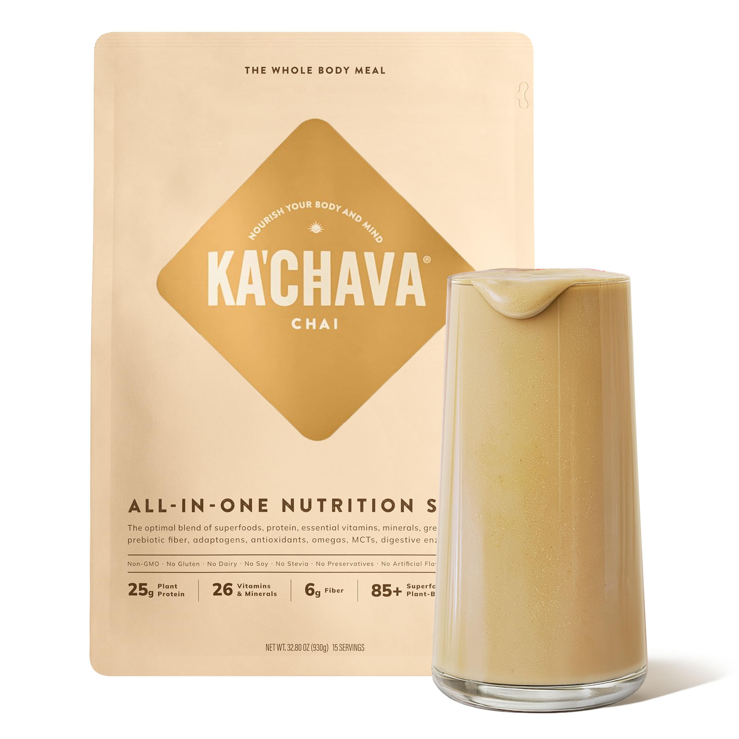 Ka’Chava Whole Body Meal Shake Vanilla 2 lb – Vegan Protein Powder with 85+ Superfoods & Greens – Plant-Based Meal Replacement with Probiotics & Digestive Enzymes – Gluten & Dairy Free (15 Servings)