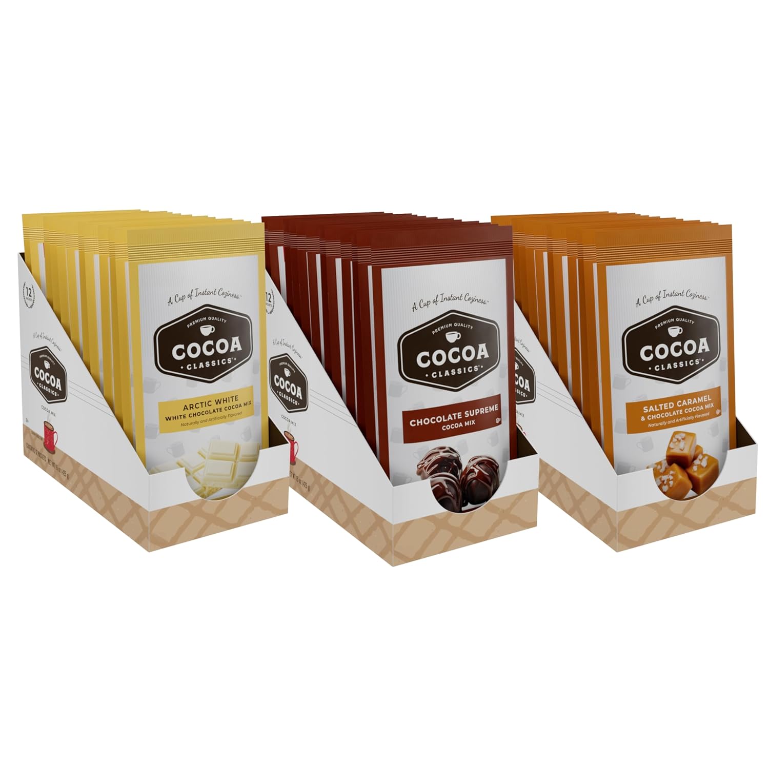 Cocoa Classics Chocolate Supreme Cocoa Mix, Hot Chocolate, Made with Nonfat Milk, Just Add Hot Water, Make Hot or Iced Cocoa, Gluten Free & Kosher Dairy Friendly, 1.25oz Packets (Pack of 36)