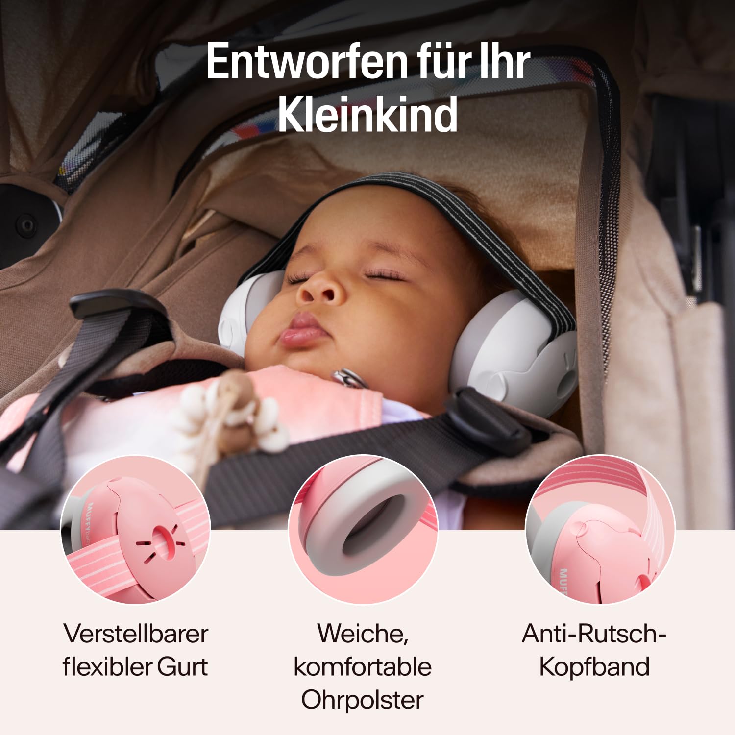 Alpine Muffy Baby Classic - Gehörschutz für Babys - Verstellbares ANTI-SLIP-Kopfband bis 48 Monate - In Deutschland auf Sicherheit getestet - Lärmschutz Kopfhörer verhindert Gehörschäden, Schwarz