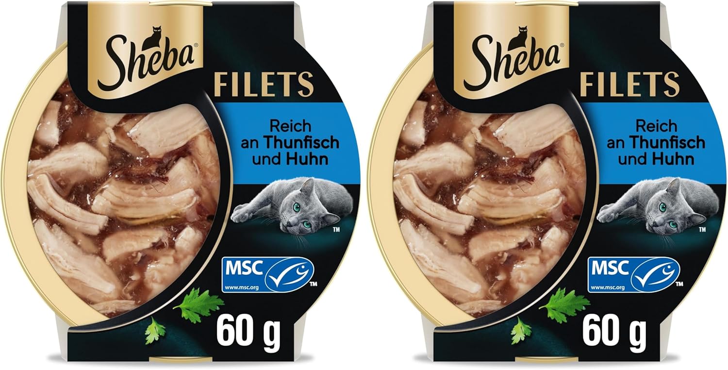 SHEBA Filets Adult Katzenfutter in Sauce mit Huhn 16 x 60g Schale