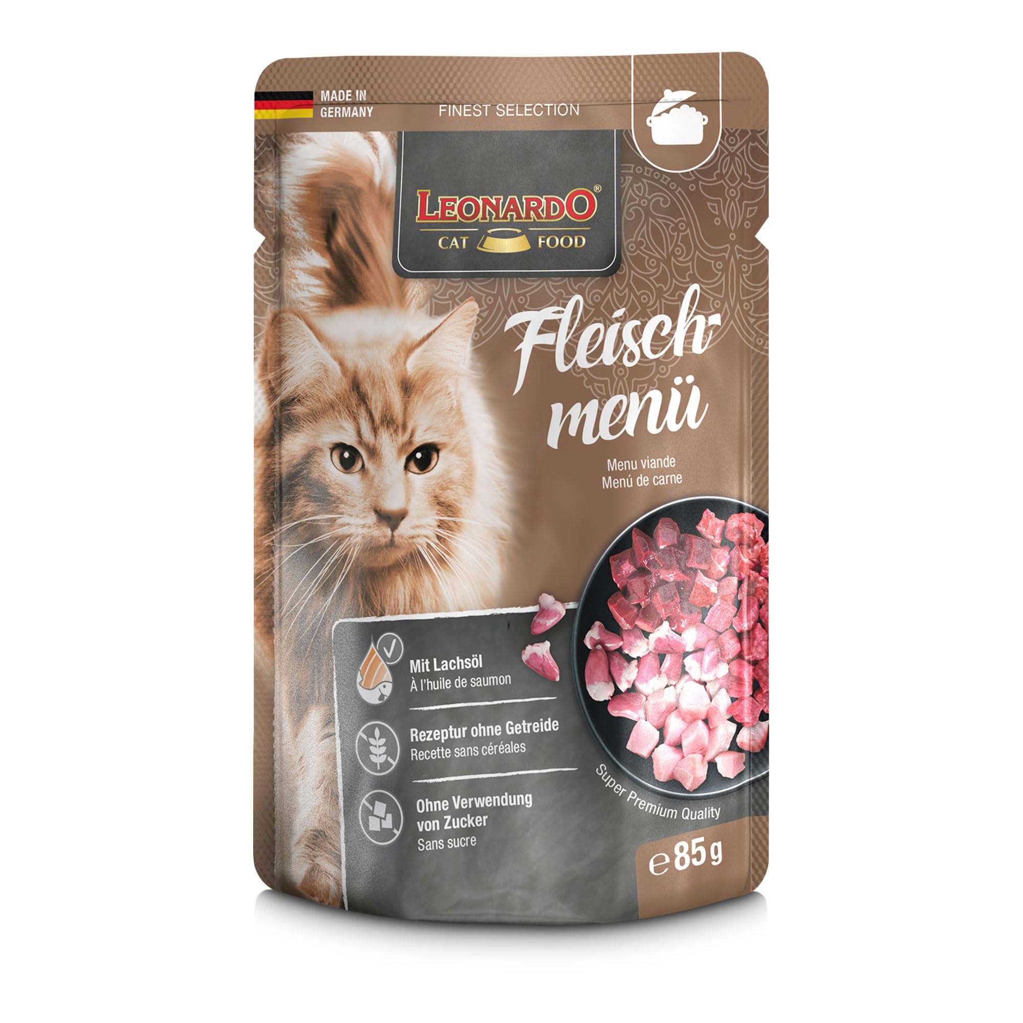LEONARDO Frischebeutel [16x85g Kaninchen + Cranberries] | Getreidefreies Nassfutter für Katzen | Feuchtfutter Alleinfutter im Einzelportionsbeutel