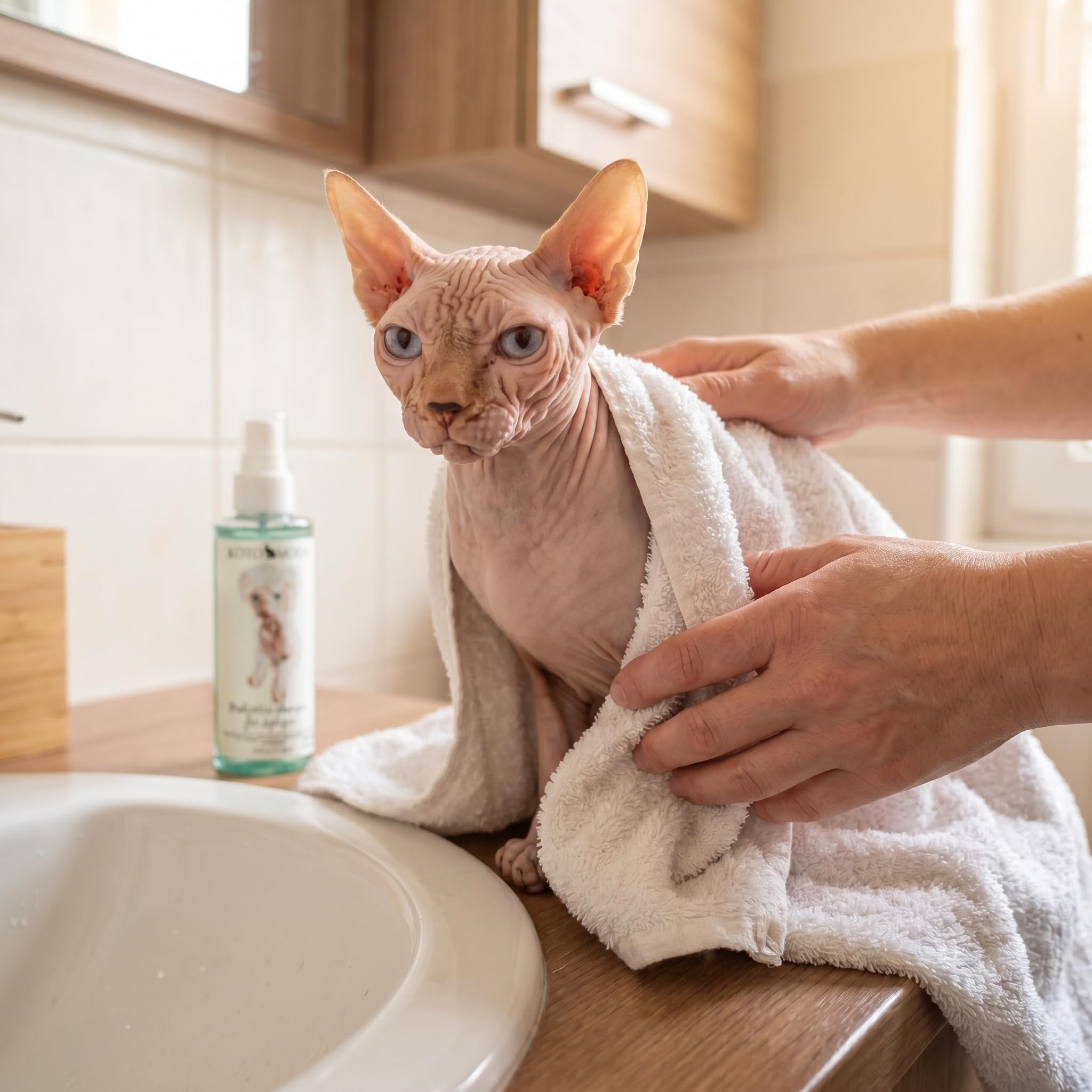 Probiotisches Shampoo für Sphynx-Katzen, sanfter parfümfreier Reiniger für haarlose und kurzhaarige Rassen, pH-balancierte Pflegeformel für empfindliche Haut, 120 ml / 4,06 FL oz