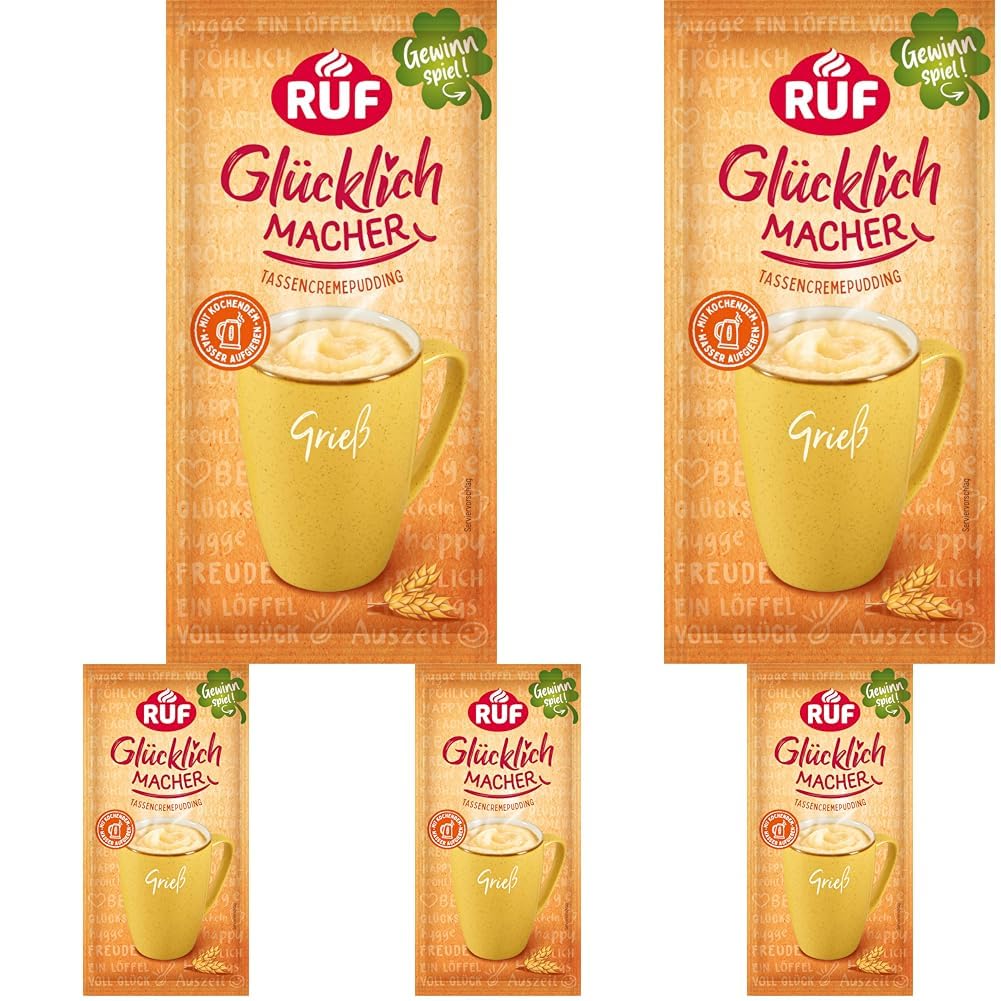 RUF Glücklichmacher Tassenpudding Schokolade, Cremepudding für schnelle Desserts, Tassencremepudding, nur Wasser hinzufügen, 1 x 59g Beutel