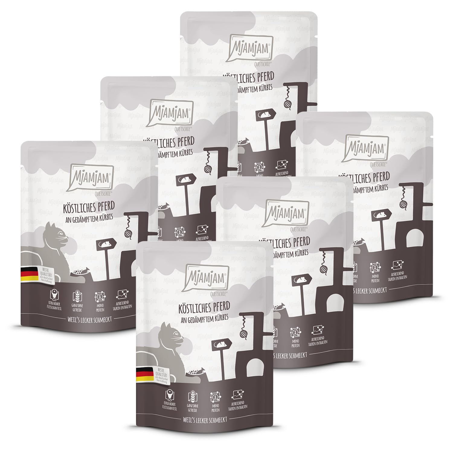 MjAMjAM - Premium Nassfutter für Katzen - saftiges Huhn an leckeren Möhrchen, 6er Pack (6 x 400 g), getreidefrei mit extra viel Fleisch