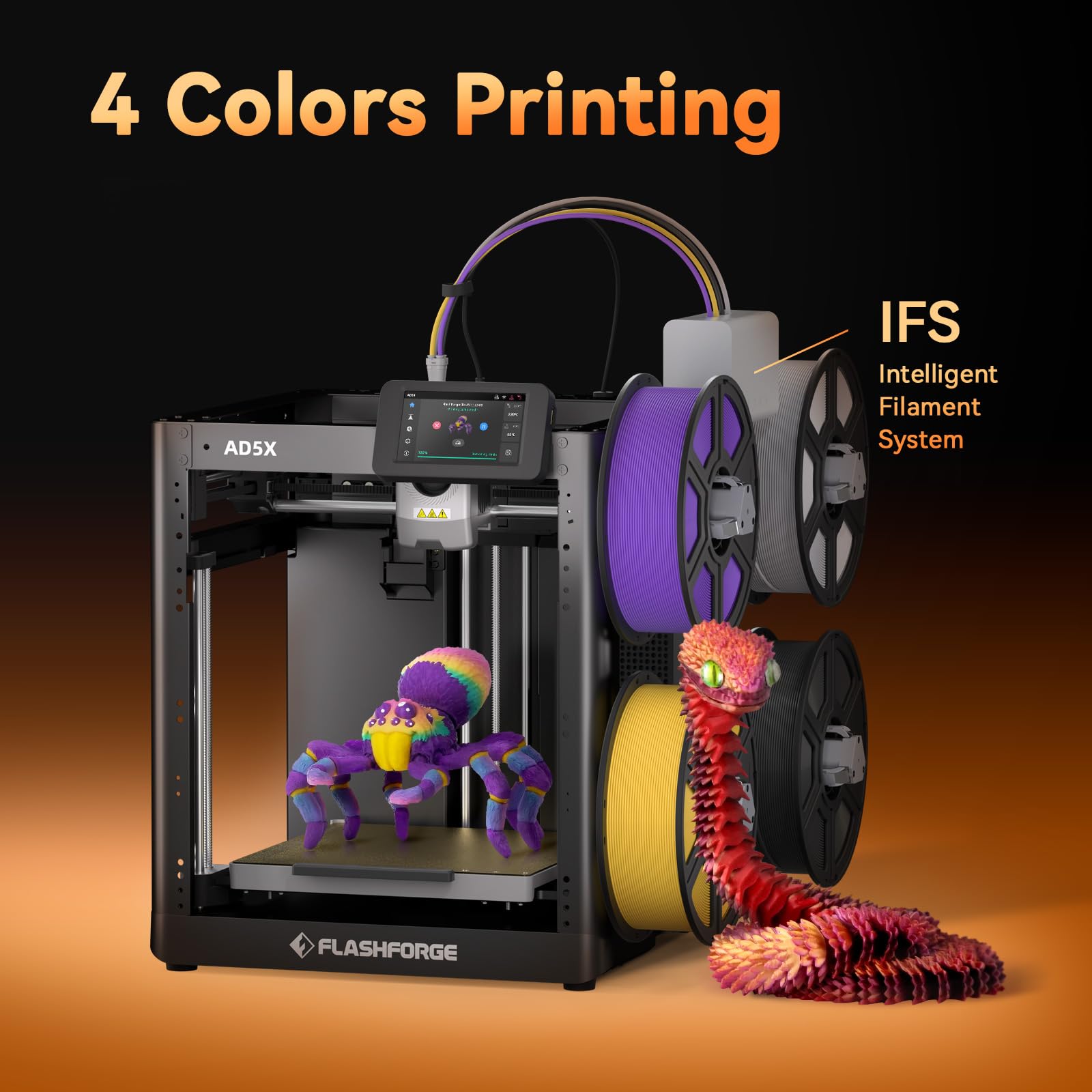 FLASHFORGE Adventurer 5M 3D Printer High Speed Max 600mm/s with Auto Leveling, 3-Second Nozzle Change, 220×220×220mm Printing, 280°C Direct Drive for Kids/Beginners/Home