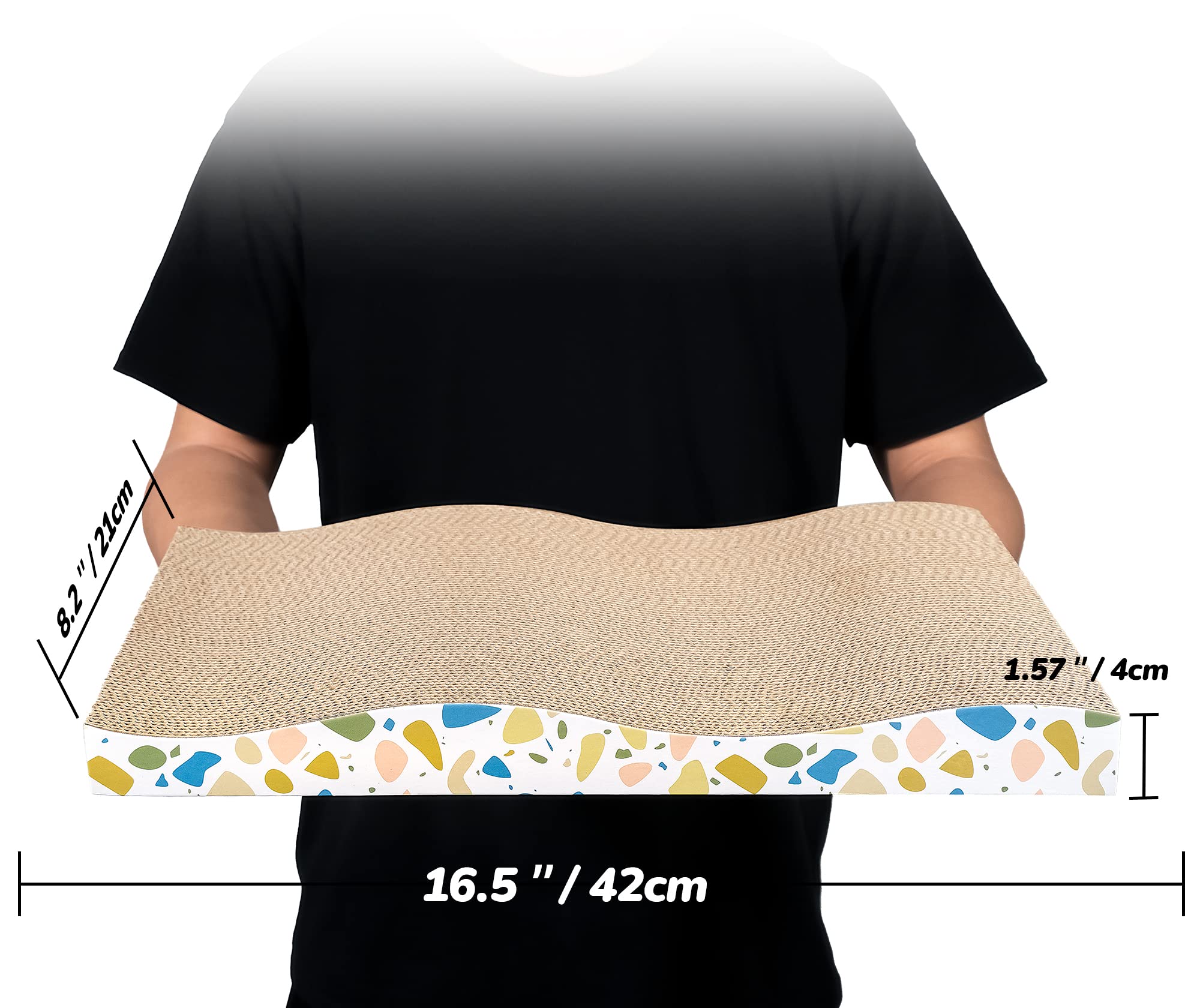 Conlun Kratzbrett für Katzen, 58 cm L-förmige Wandmontage, vertikale Kratzfläche, strapazierfähige Pappe zum Möbelschutz für Wohnungskatzen, Groß,Holzoptik