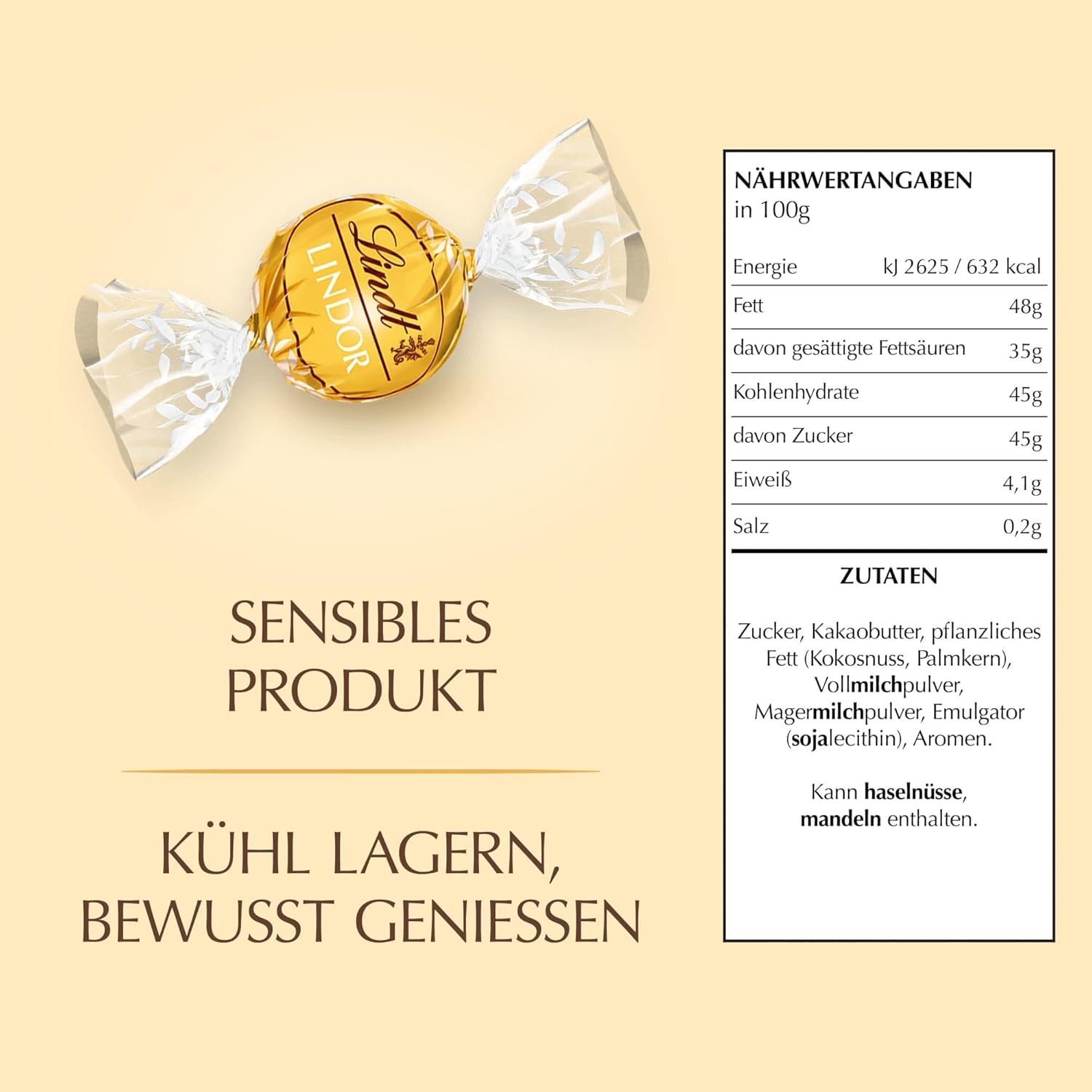 Lindt LINDOR Schokoladen Kugeln weiß | ca. 80 mit zartschmelzender Füllung | Großpackung, Pralinen-Geschenk, Schokoladengeschenk, 1kg