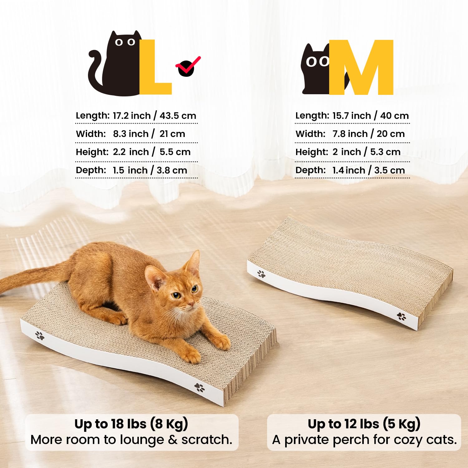 Katzen Kratzbrett aus Pappe – Kratzbretter Katze mit Wellenform, langlebige Kratzmatte als Möbelschutz für Sofa & Ecke, umkehrbare Kratzpappe für Wohnungskatzen (1er-Pack)