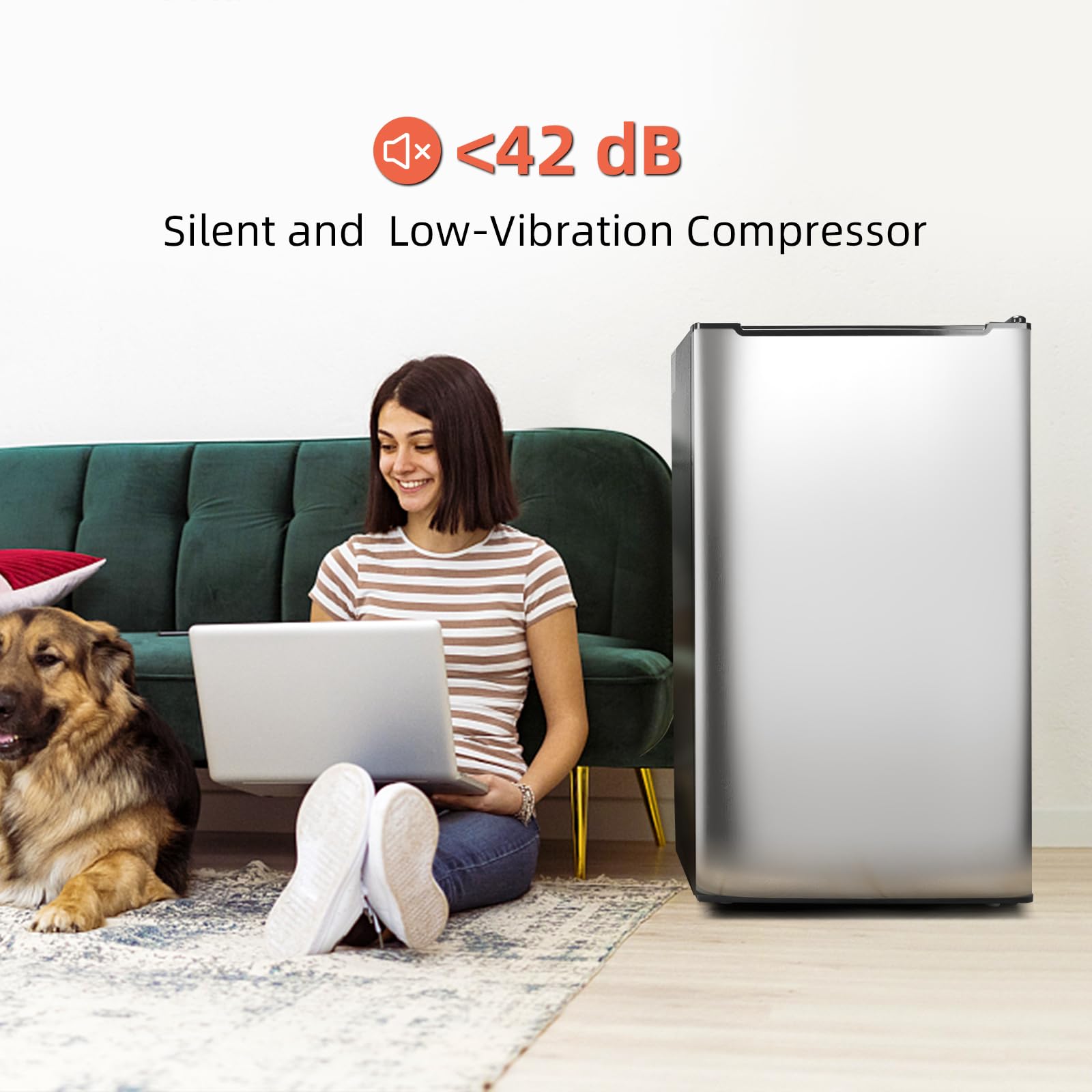 Mini Upright freezer 3.6 Cubic Feet Mini Freezer, Single Door Compact Freezer with Reversible Stainless Steel Door, 3-Speed Temperature Adjustment Small freezer for Home, Glossy Silver