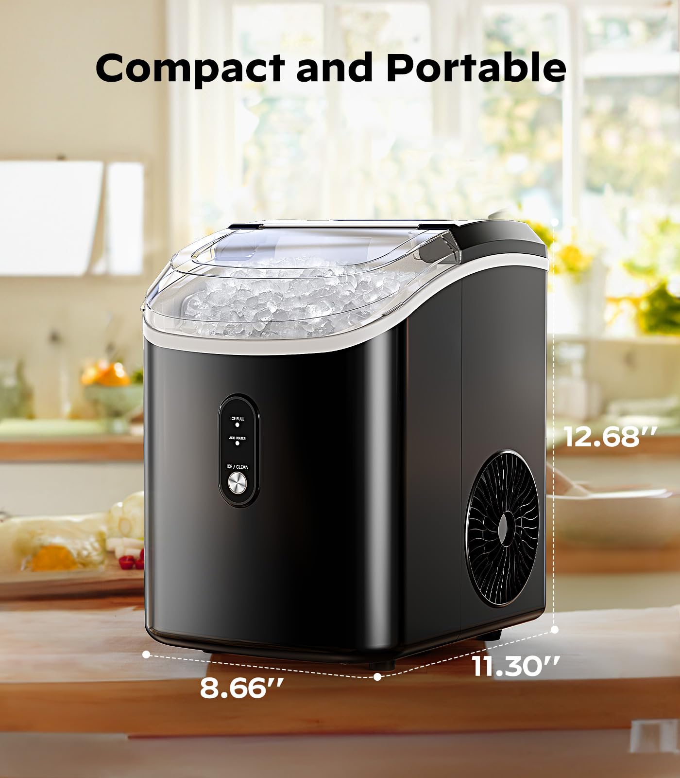 Nugget Ice Maker Countertop, Silonn Chewable Pellet Ice Machine with Self-Cleanin Function, 36lbs/24H Portable Ice Makers for Home Kitchen Officce, Black