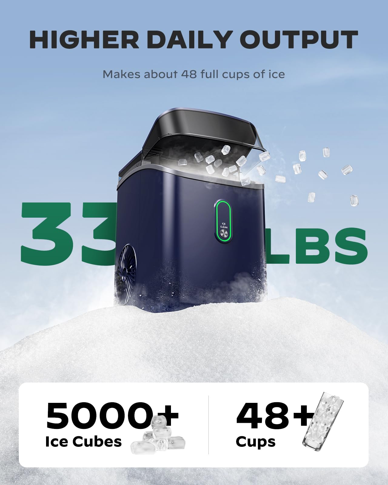 Silonn Ice Maker Countertop, Portable Ice Machine with Carry Handle, Self-Cleaning Ice Makers with Basket and Scoop, 9 Cubes in 6 Mins, 26 lbs per Day, Ideal for Home, Kitchen, Camping, RV