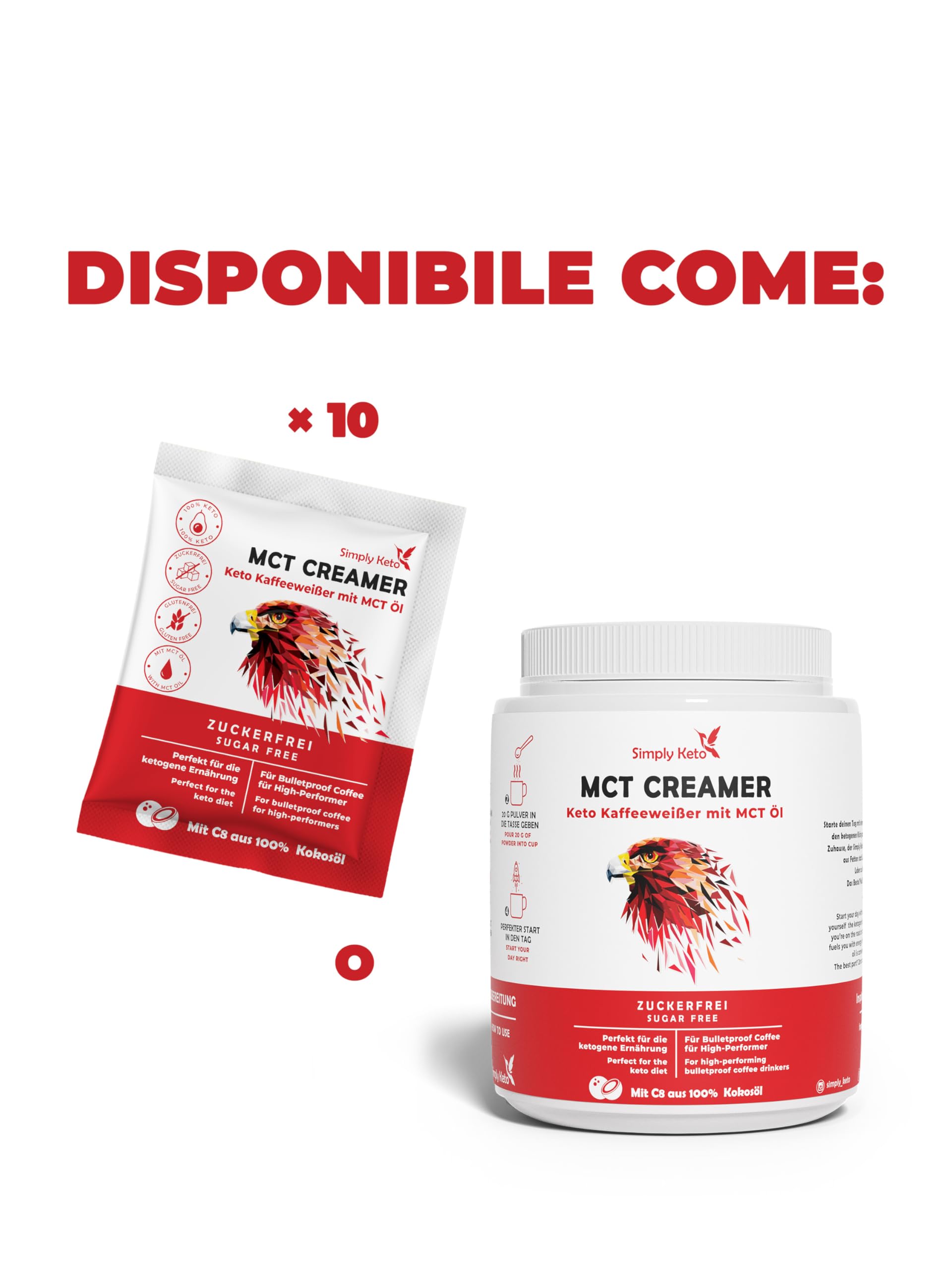 Simply Keto Keto Creamer Vorratsdose 450g - Ohne Zuckerzusatz ketogener Kaffeeweißer für leckeren Milchkaffee - Mit Kokosöl & Weidebutter - Ohne Zucker & Kohlenhydrate - Optimiert für Geschmack
