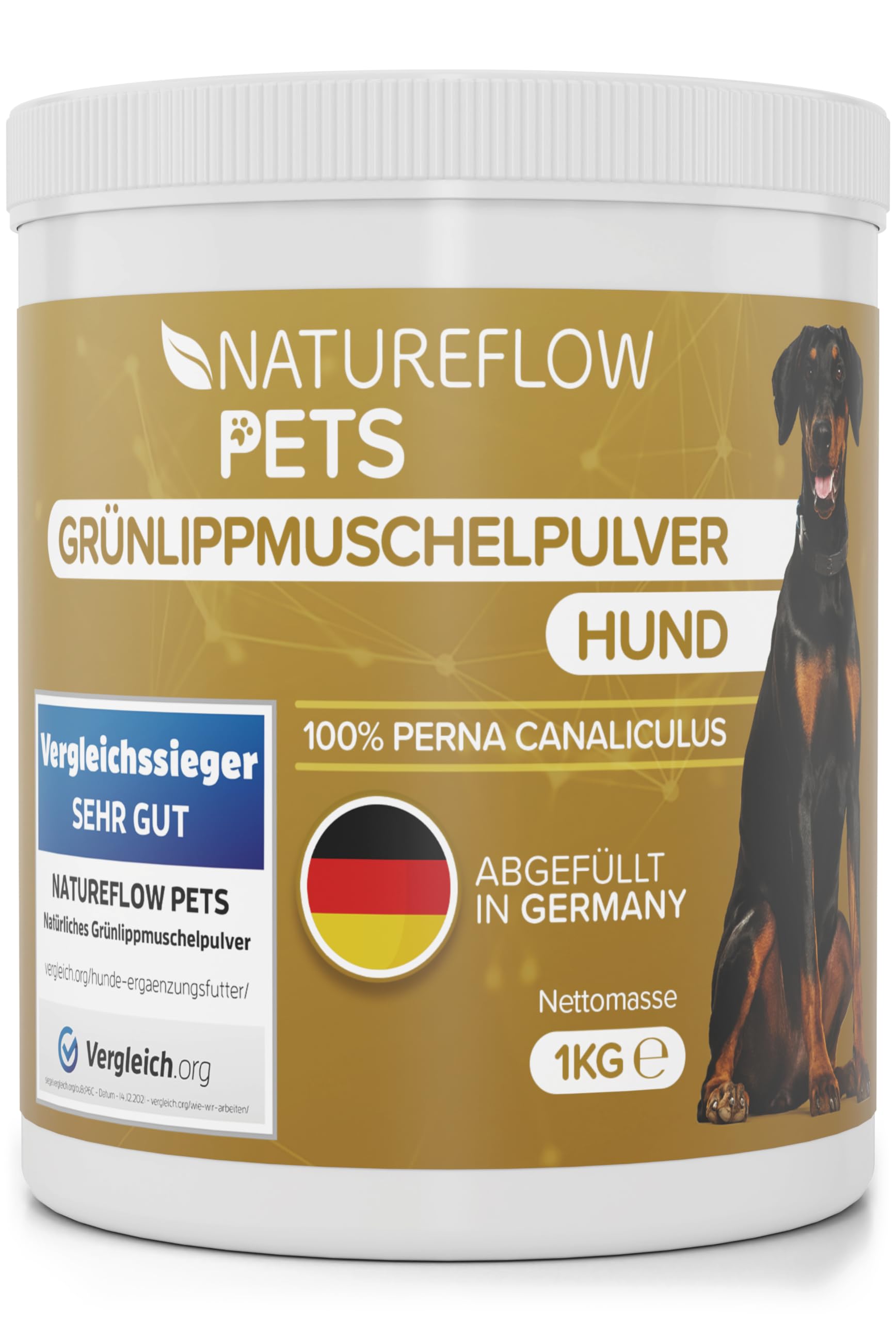 Grünlippmuschel Hund TESTSIEGER - 500g natürliches Grünlippmuschelpulver für Hunde - Unterstützung der Gelenkfunktion - Grünlippmuschel für Hunde mit Hoher Akzeptanz - Grünlippmuschelpulver Hund