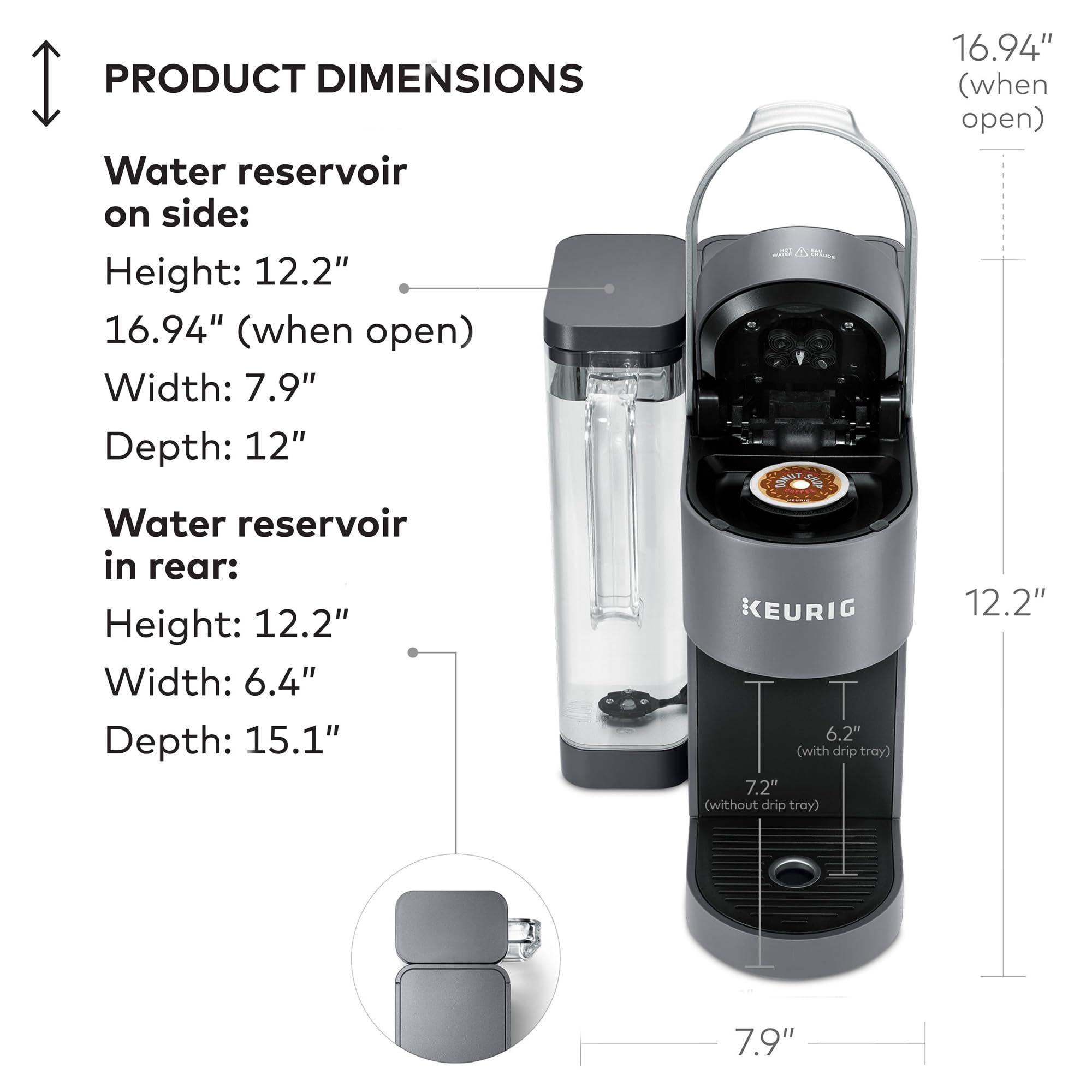 Keurig K-Supreme Single Serve K-Cup Pod Coffee Maker, MultiStream Technology, 4 Brew Sizes, 66oz Dual-Position Removable Reservoir, Black
