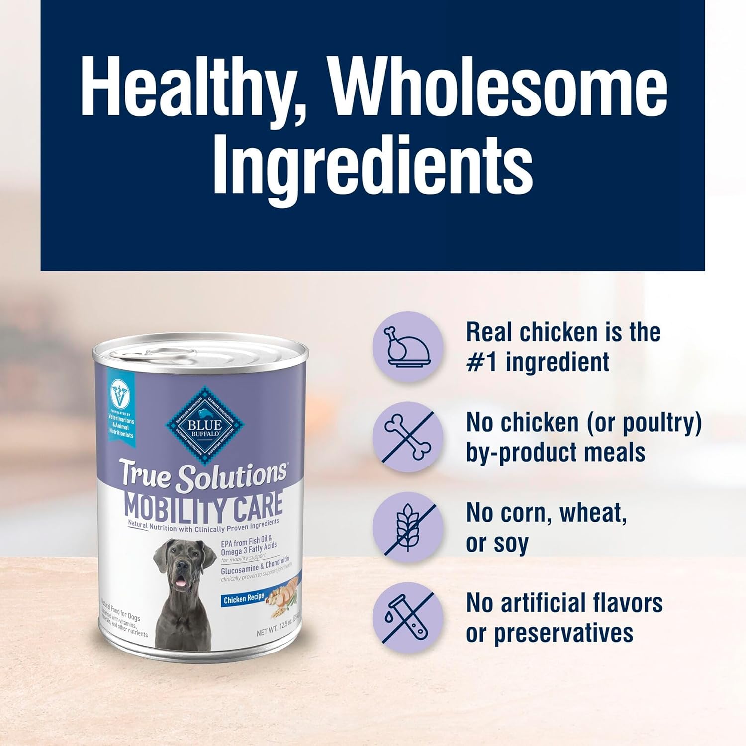 Blue Buffalo True Solutions Mobility Care Wet Dog Food for Adult Dogs, Made with Natural Ingredients, Chicken, 12.5-oz. cans (12 Count)