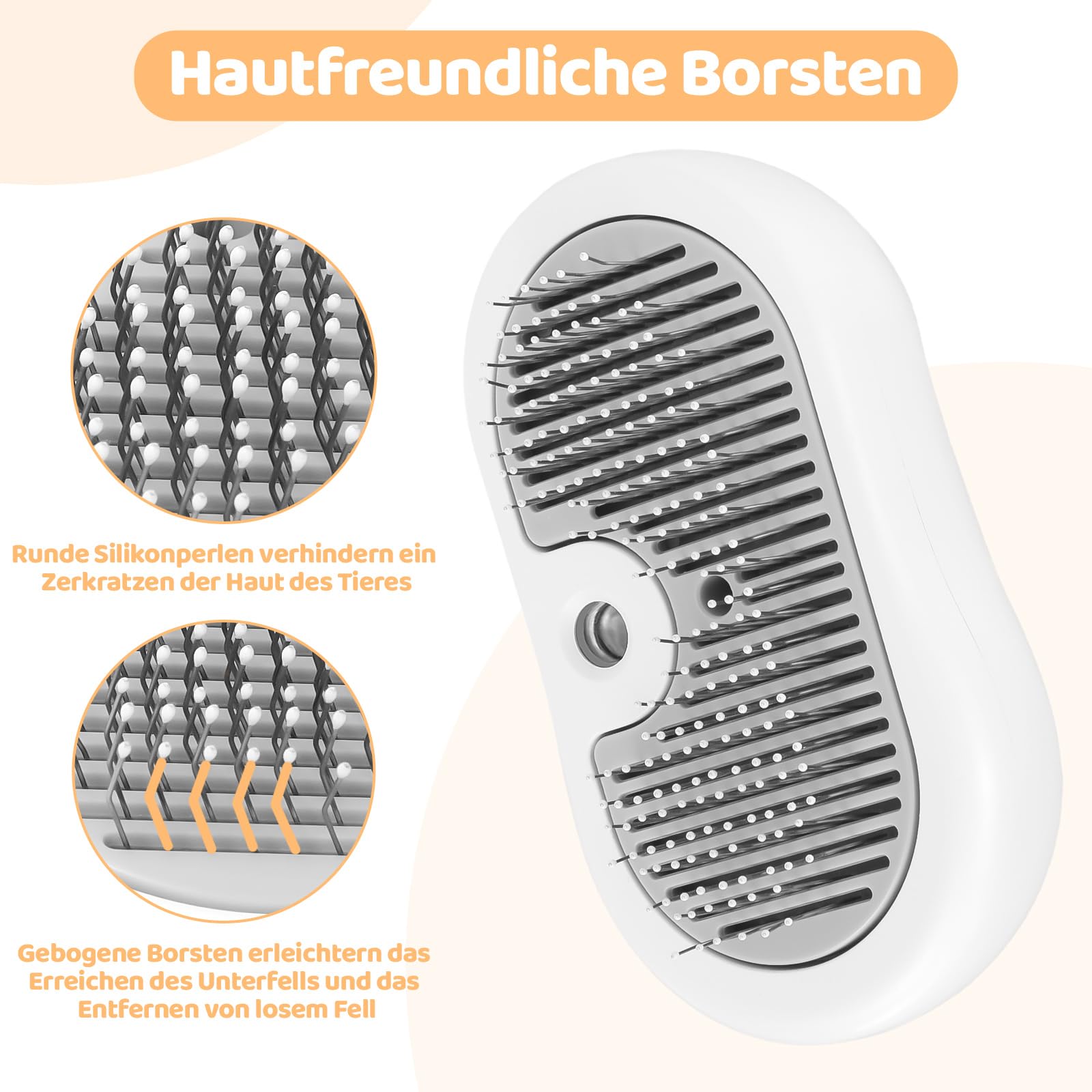 Nepfaivy Katzenbürste mit Dampf für Kurzhaar und Langhaar - Wiederaufladbare Katzen Bürste mit Auslöseknopf, Dampfbürste für Katzen und Hunde zum Entfernen von Losen Haaren und Schmutz