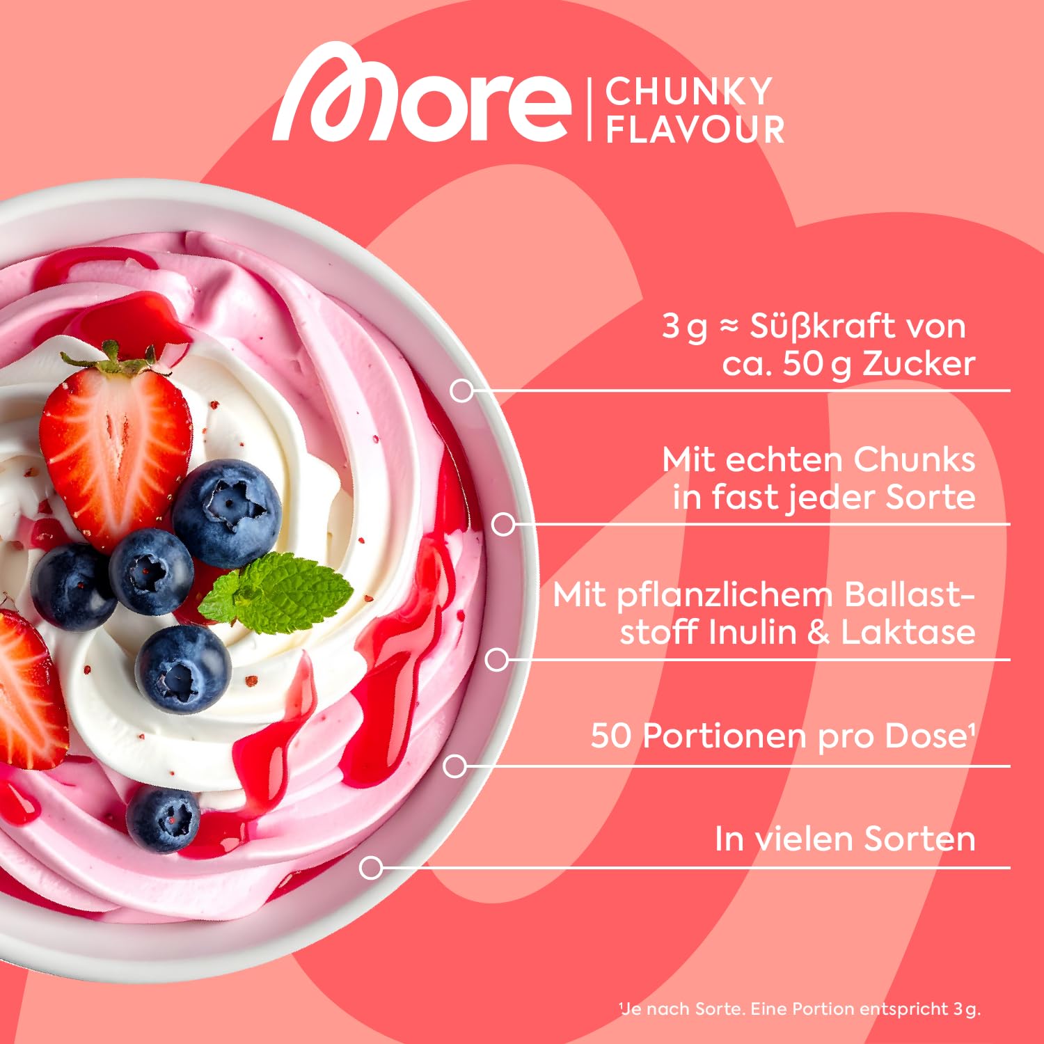 MORE Chunky Flavour, Vanilla Perfection, 150 g, vegan, Geschmackspulver zum Süßen, ohne viel Zucker und Kalorien, mit Inulin und Laktase - made in Germany