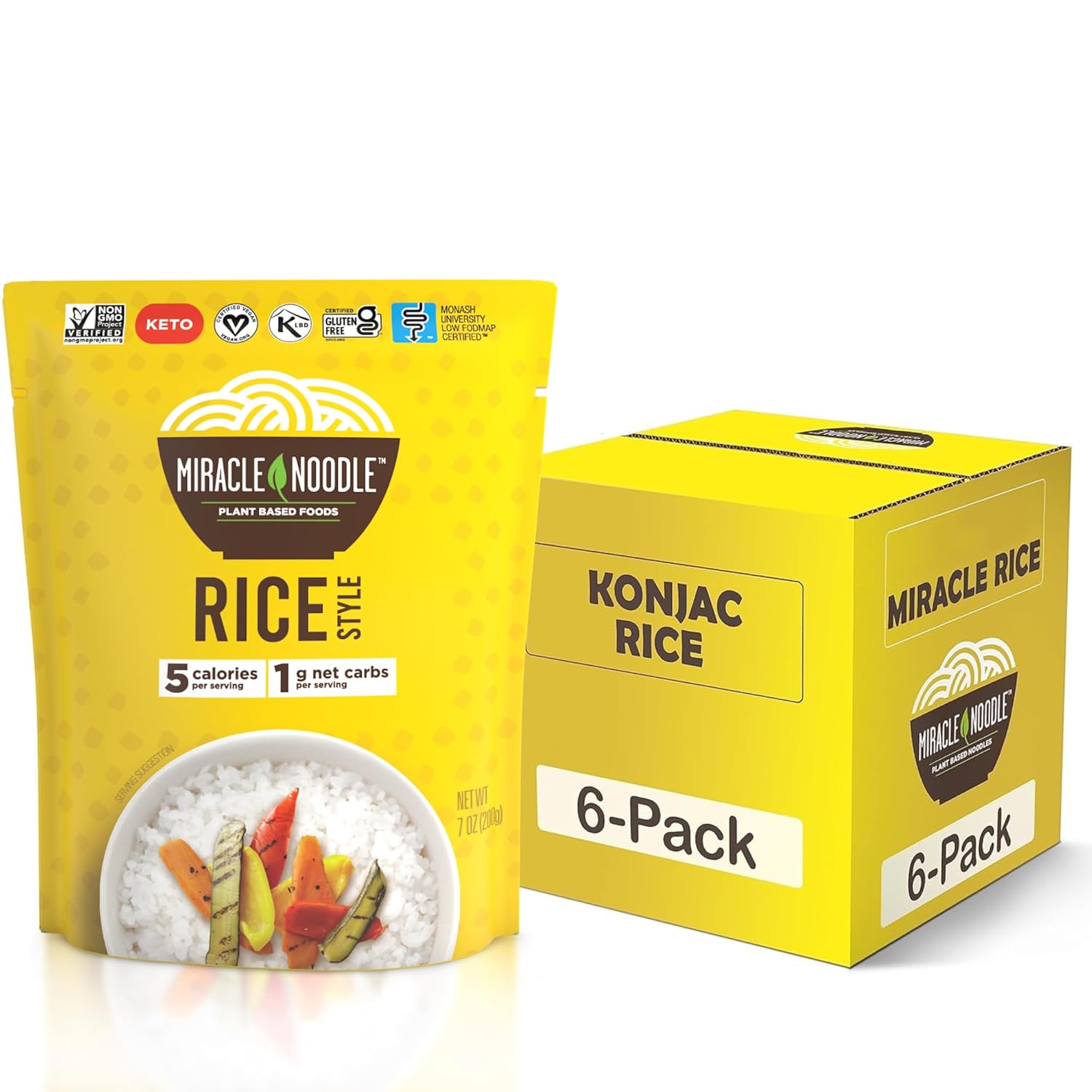 Miracle Noodle Ready to Eat Variety Pack, 7 Oz (Pack of 8), Angel Hair, Fettuccine, Spaghetti & Rice, Plant Based Shirataki Konjac Noodles, 5 Calories, Low Carb, Keto, Gluten-Free