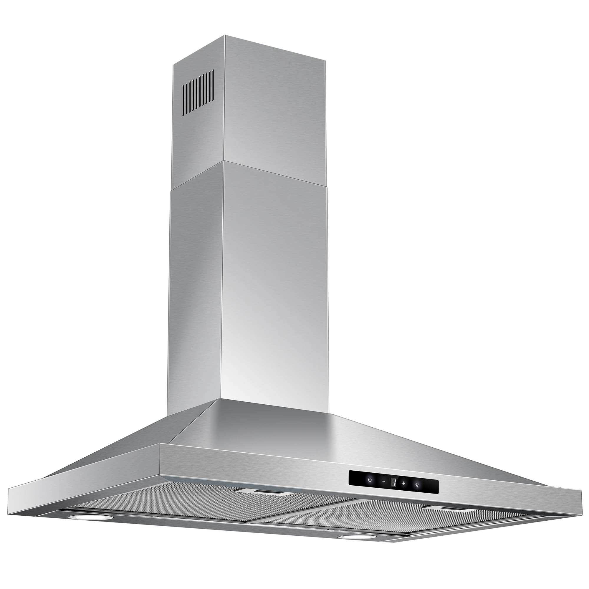 Tieasy Wall Mount Range Hood 30 inch with Ducted/Ductless Convertible Duct, Stainless Steel Chimney-Style Over Stove Vent Hood with LED Light, 3 Speed Exhaust Fan, 450 CFM