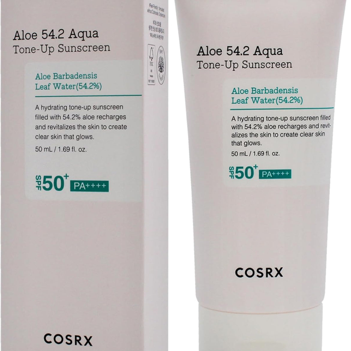 COSRX Aloe 54.2 Aqua Tone-Up Sunscreen SPF 50 Plus for Unisex - 1.69 oz Sunscreen