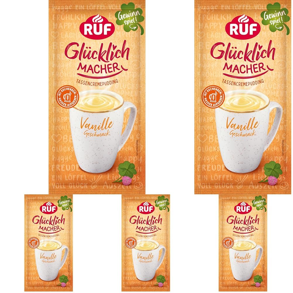 RUF Glücklichmacher Tassenpudding Schokolade, Cremepudding für schnelle Desserts, Tassencremepudding, nur Wasser hinzufügen, 1 x 59g Beutel